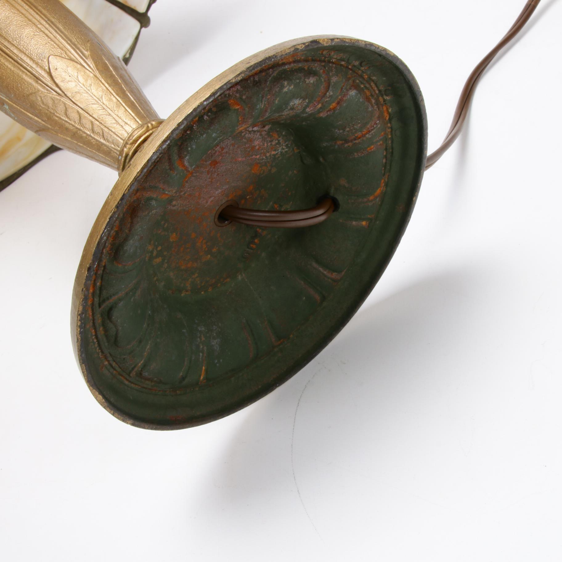 H.E. Rainaud Art Nouveau Slag Glass Table Lamp, Early 20th Century