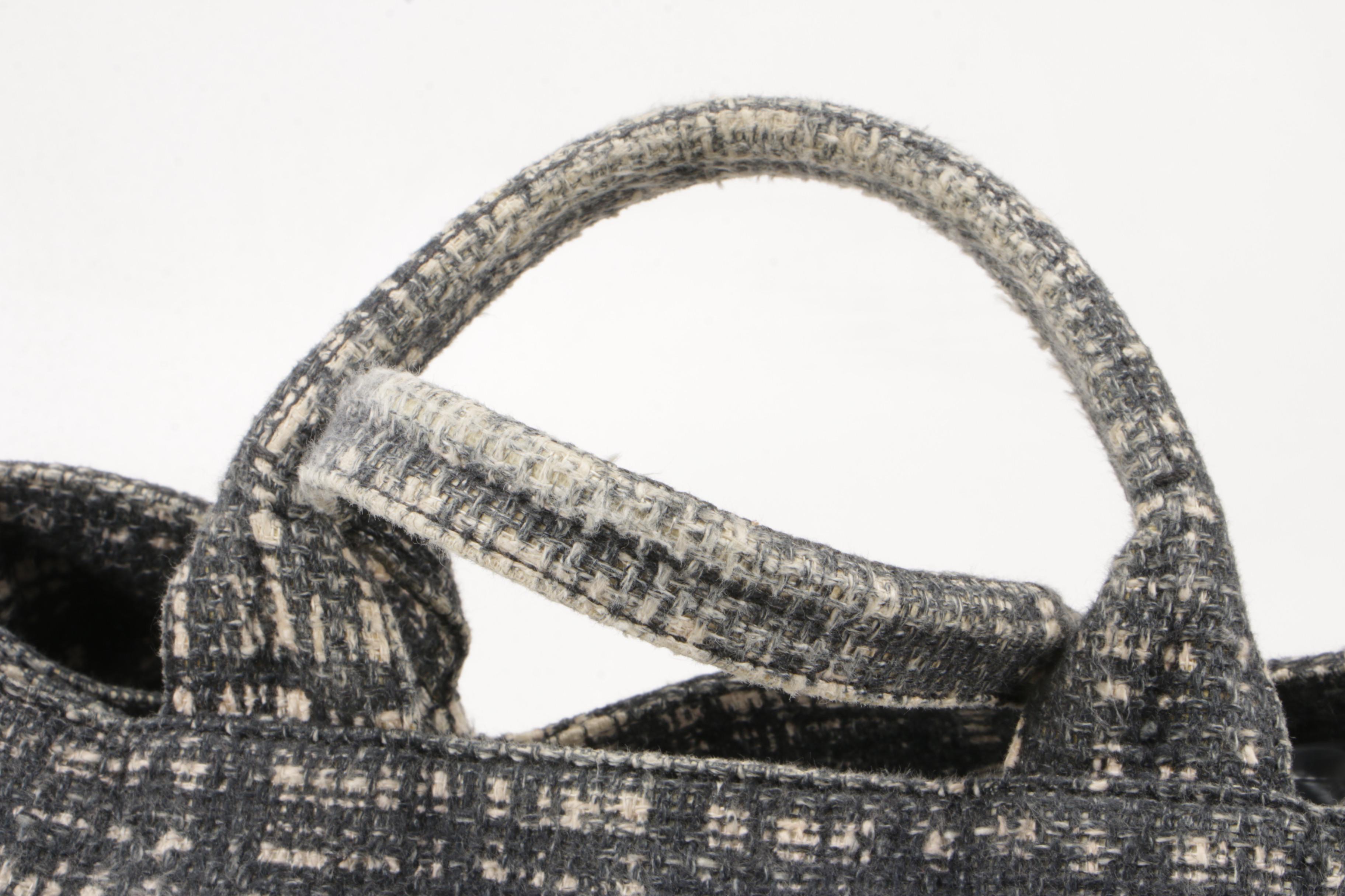 Prada Nero Tweed Canapa Tote Bag