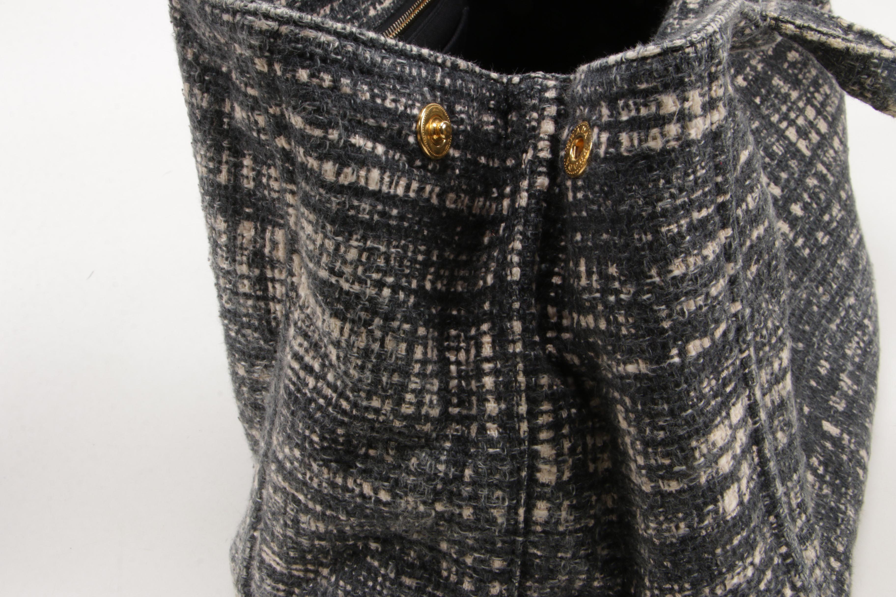 Prada Nero Tweed Canapa Tote Bag