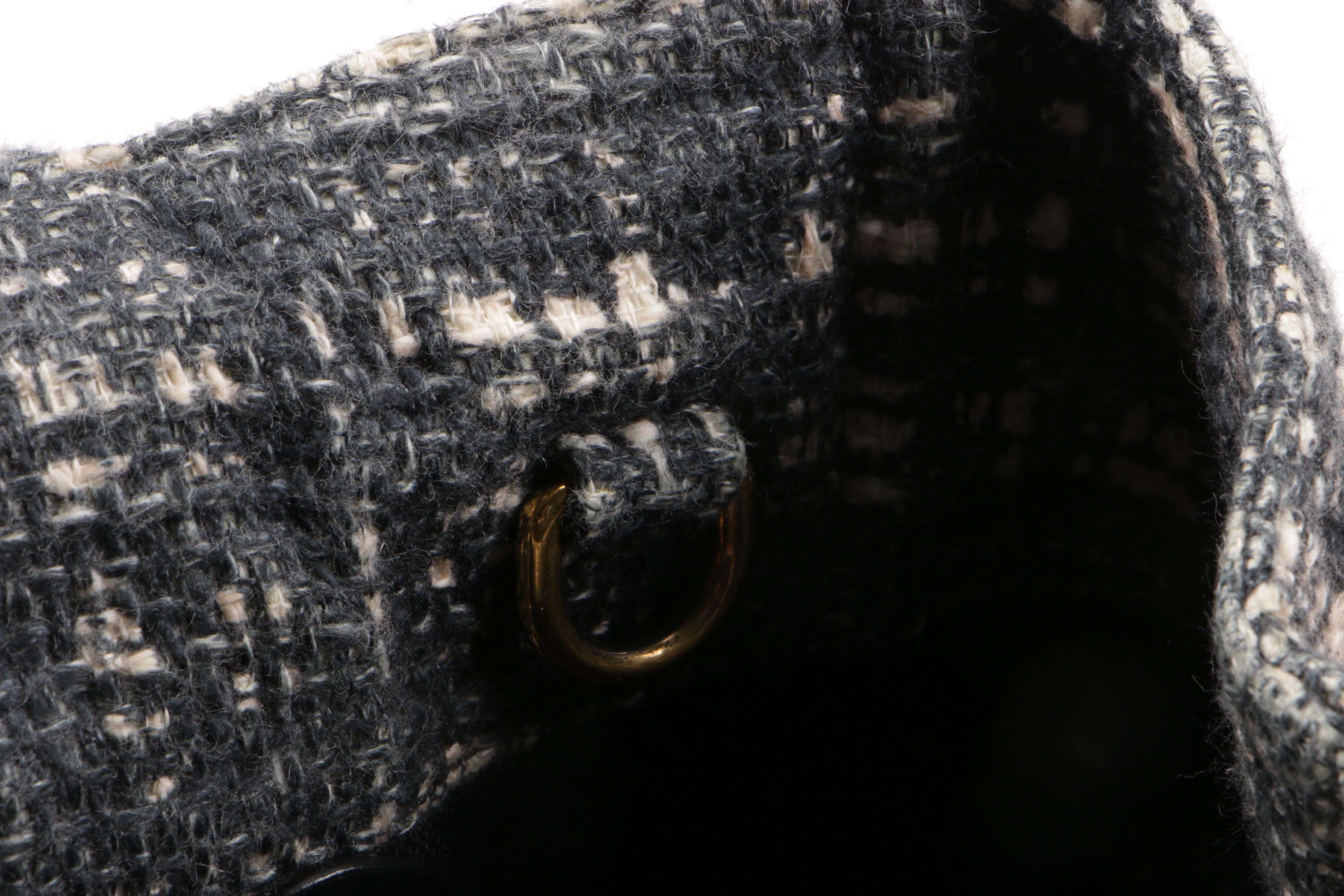 Prada Nero Tweed Canapa Tote Bag