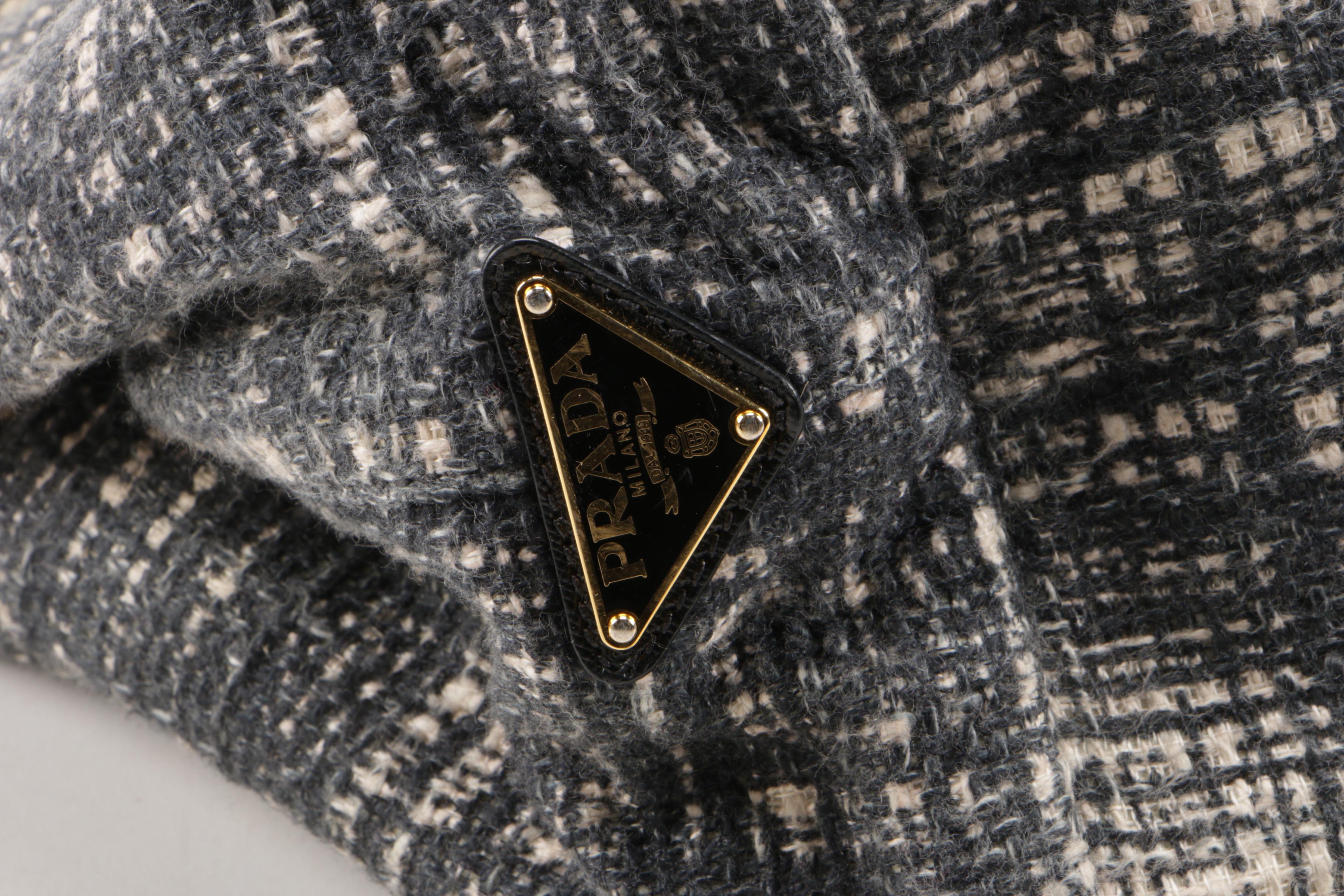 Prada Nero Tweed Canapa Tote Bag