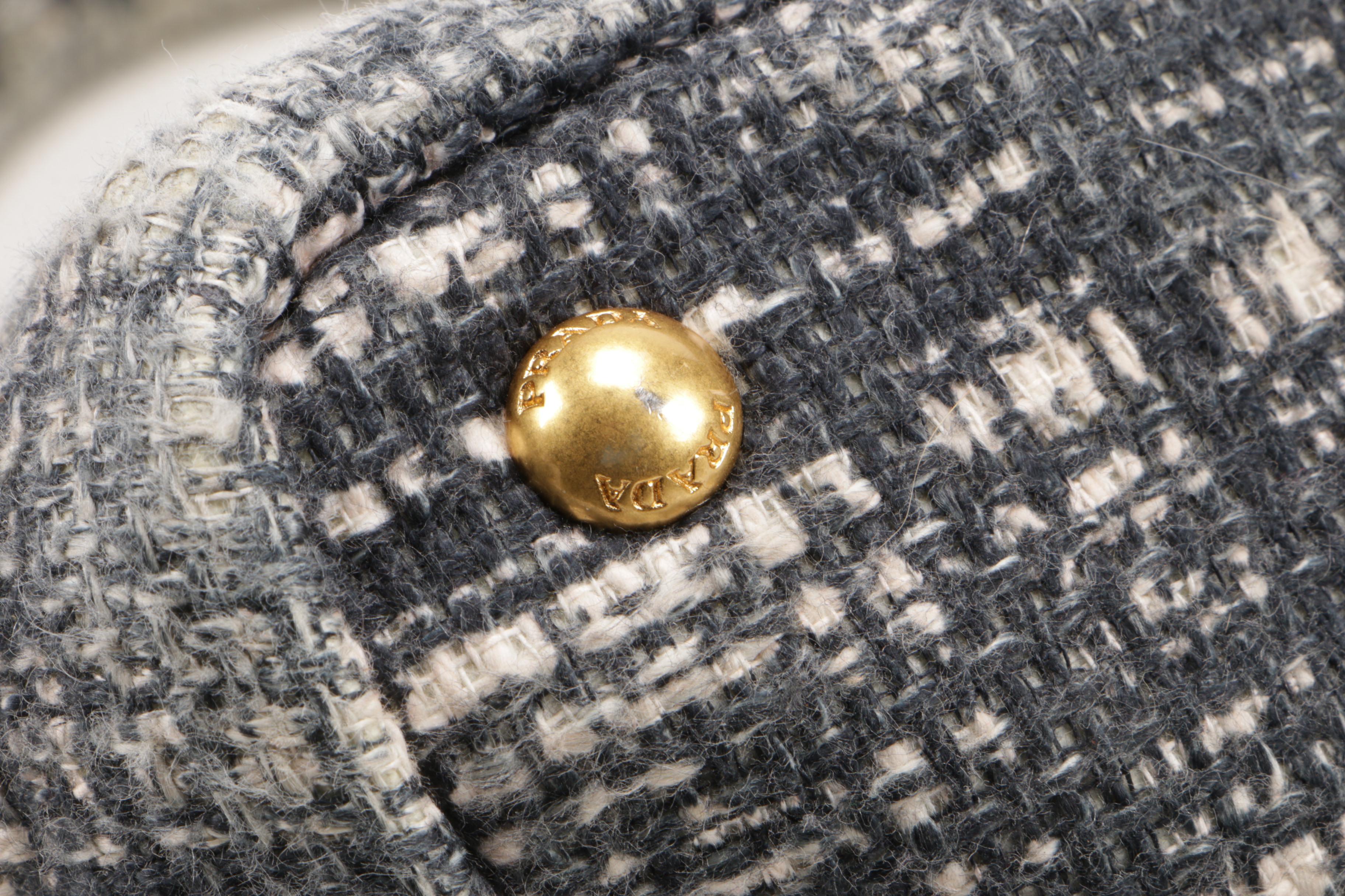 Prada Nero Tweed Canapa Tote Bag