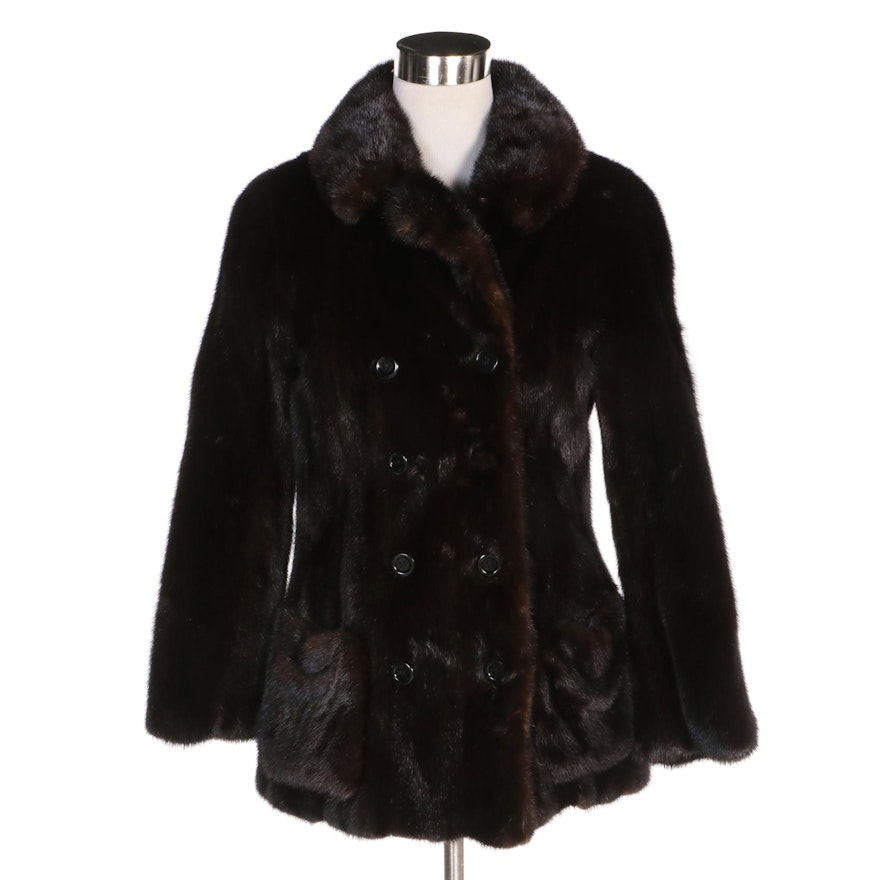 Dark Mahogany Mink Fur Double-Breasted Jacket, Vintage