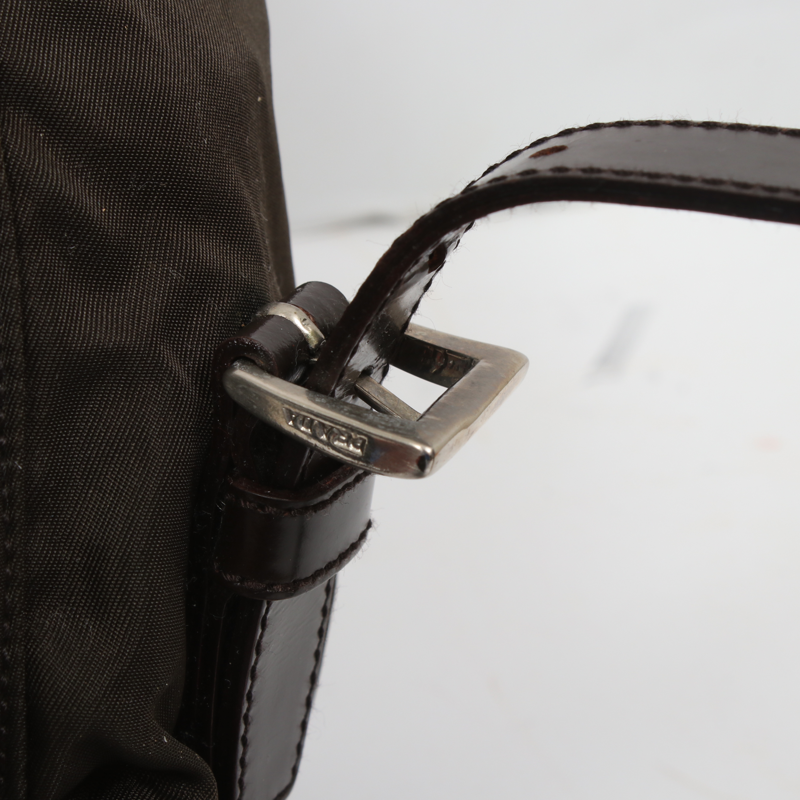 Prada Olive Green Tessuto Nylon and Brown Leather Mini Backpack Purse