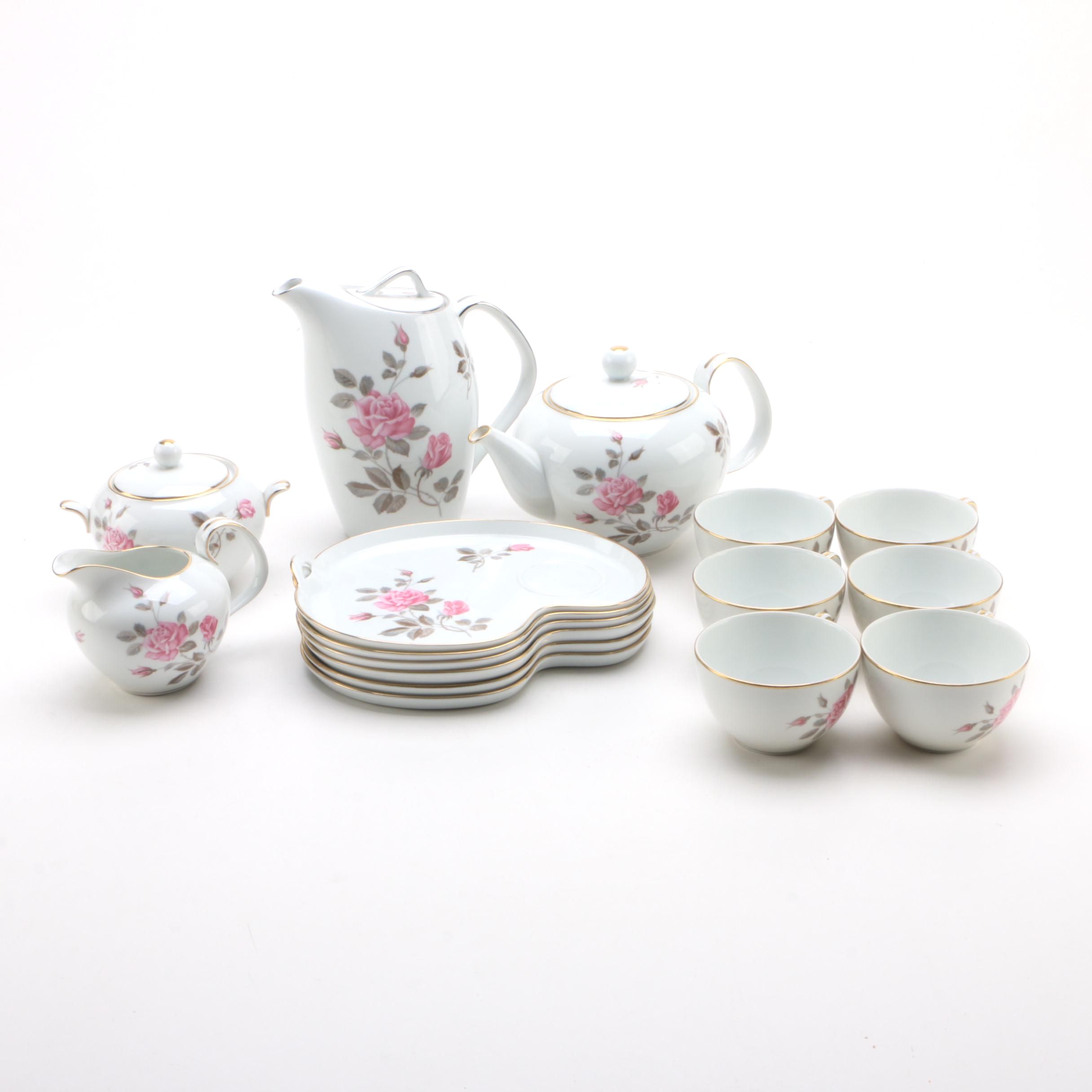 Noritake "Pink Rose" Porcelain Tea Service Set, Mid-20th Century