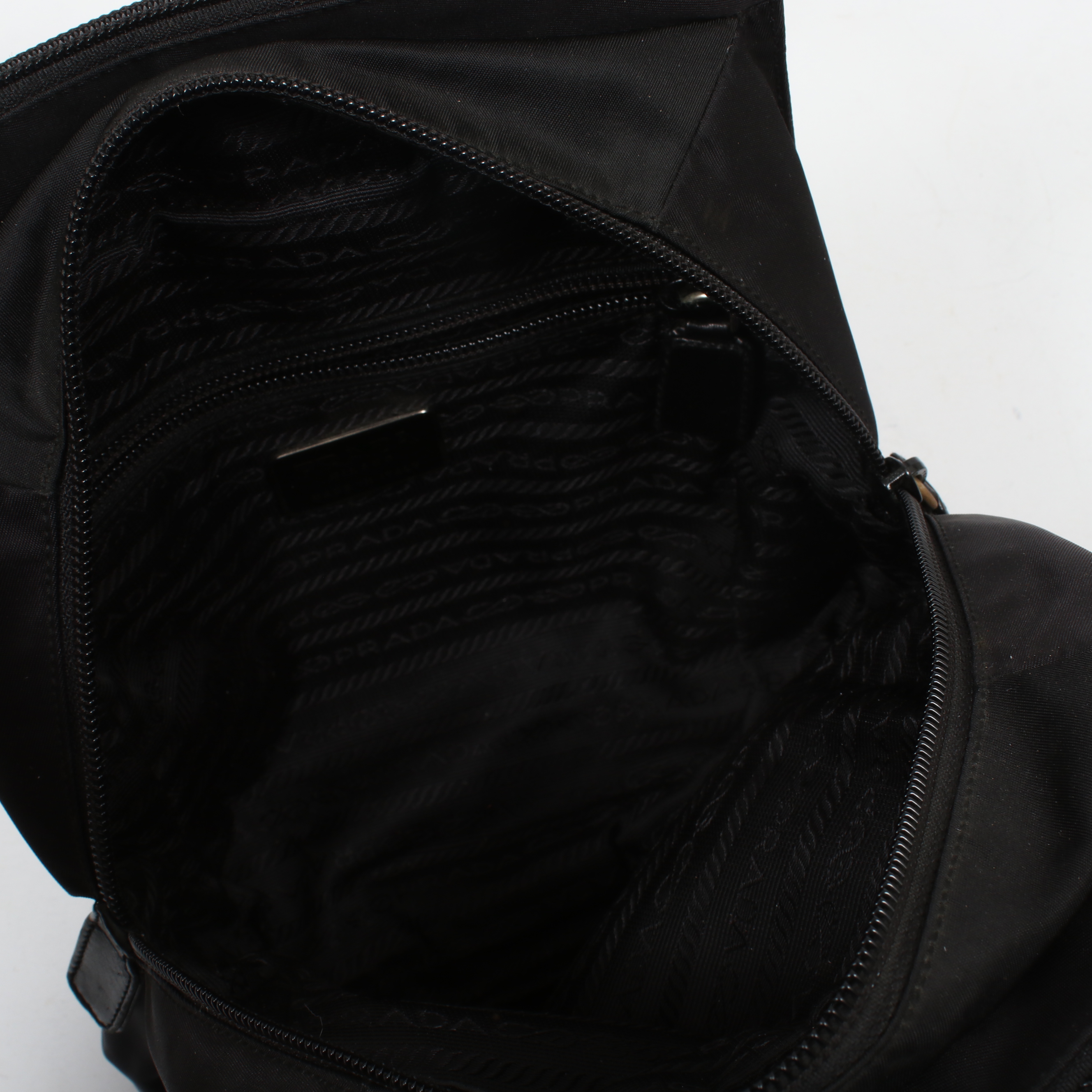 Prada Black Tessuto Nylon and Leather  Top Handle Bag