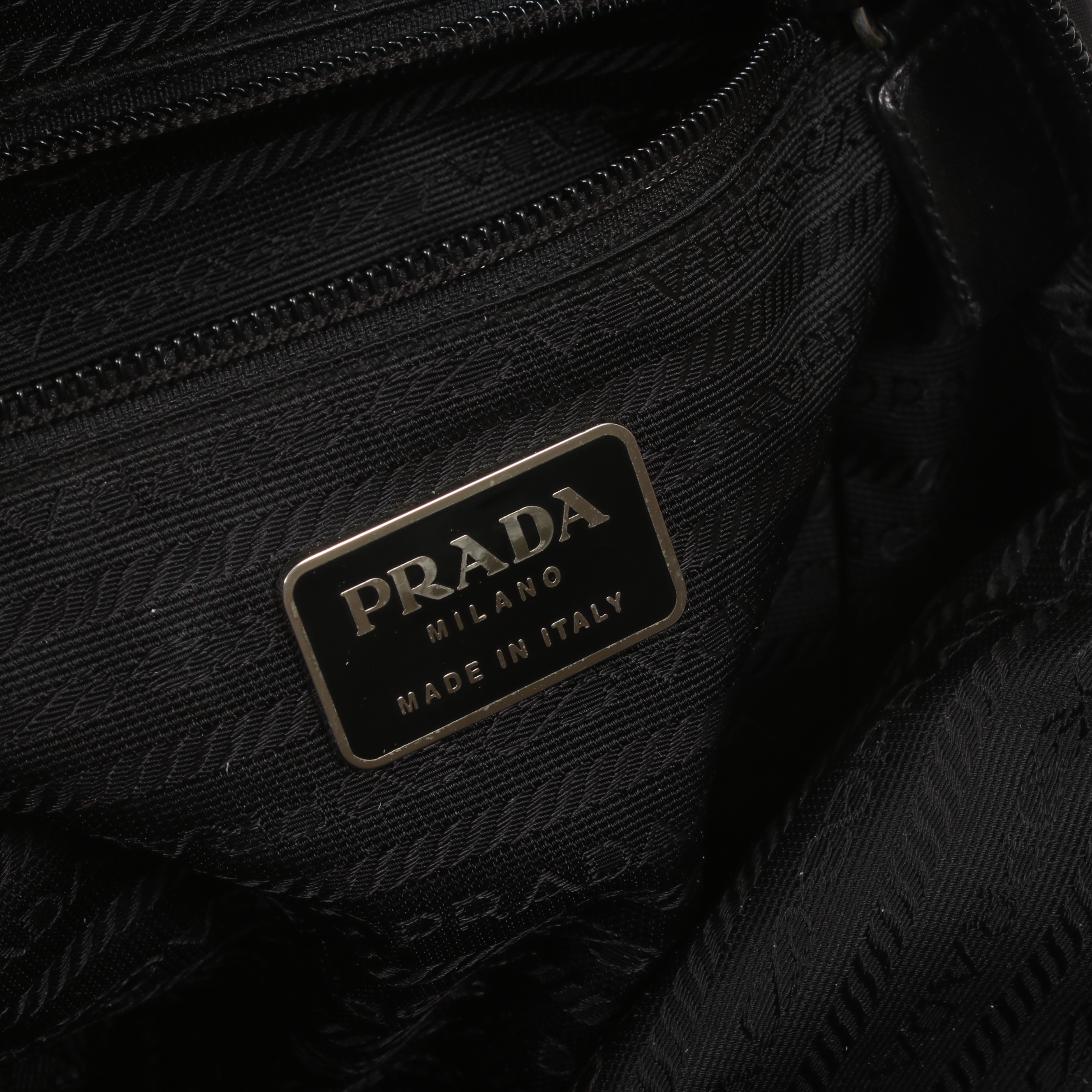 Prada Black Tessuto Nylon and Leather  Top Handle Bag