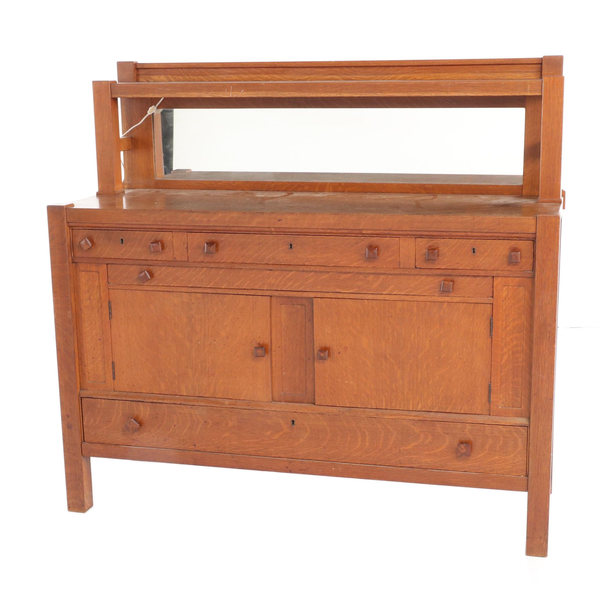 Arts and Crafts Oak Mirror-Back Sideboard, Early 20th Century