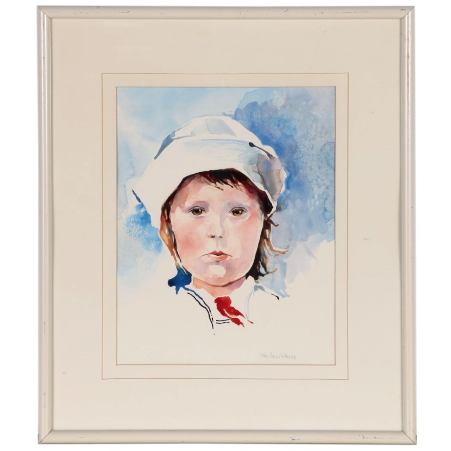 Mary Helen Wallace Watercolor Portrait Painting "A Child's Face"
