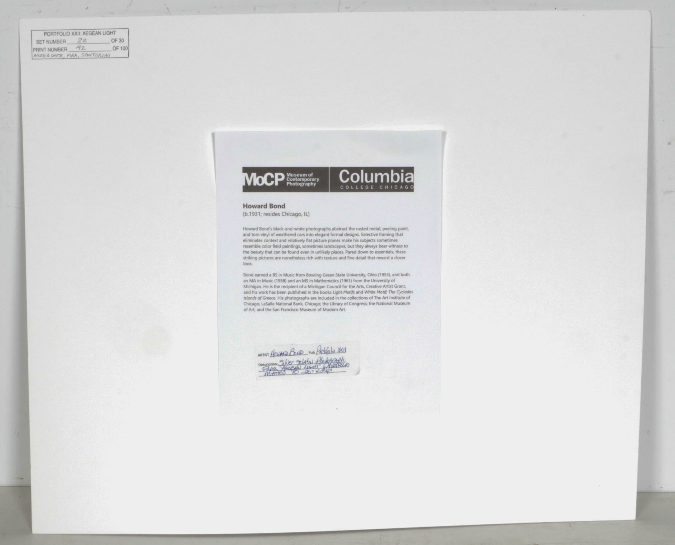 Howard Bond Silver Gelatin Photograph from "Aegean Light" Series