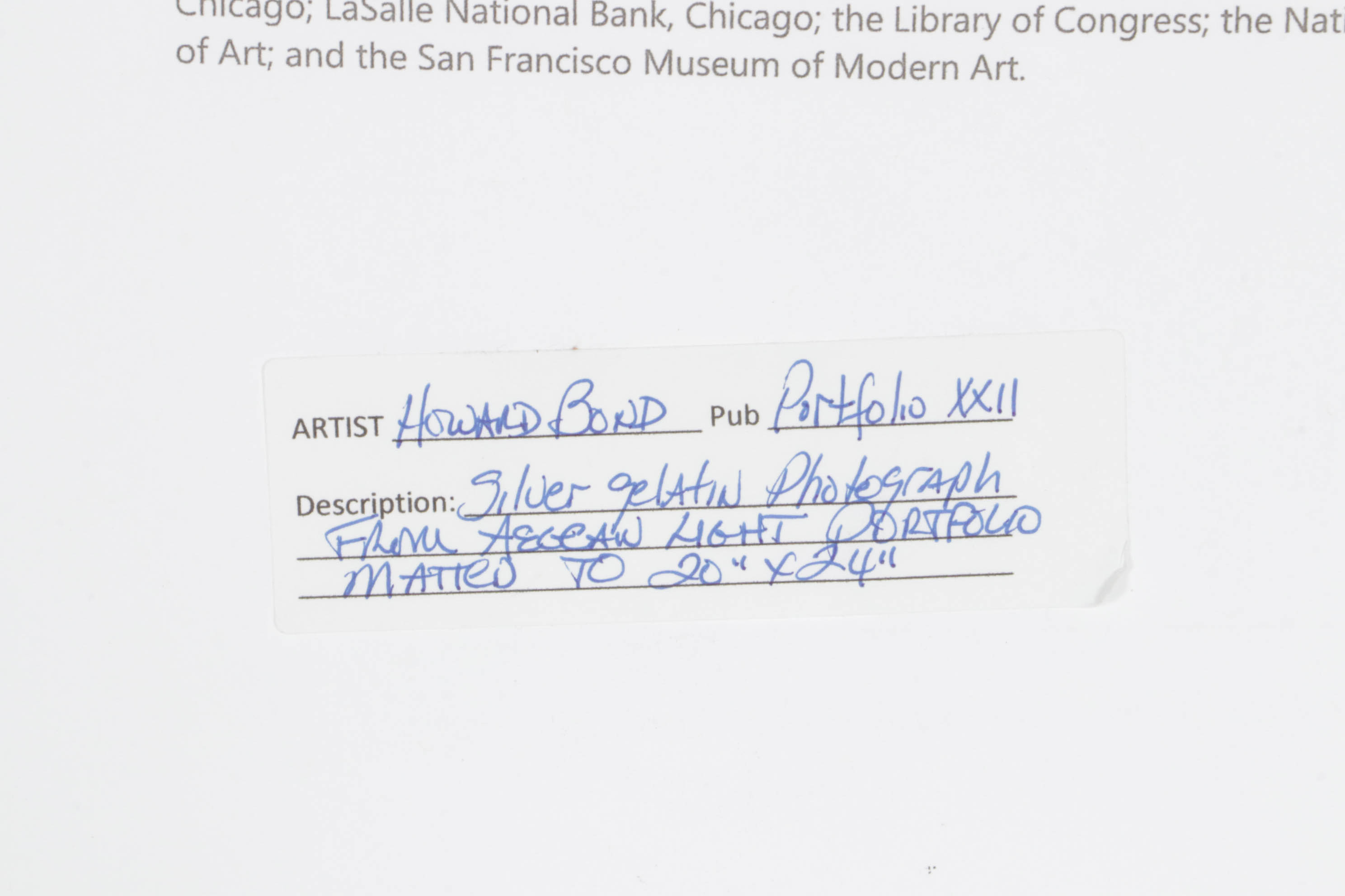 Howard Bond Silver Gelatin Photograph from "Aegean Light" Series