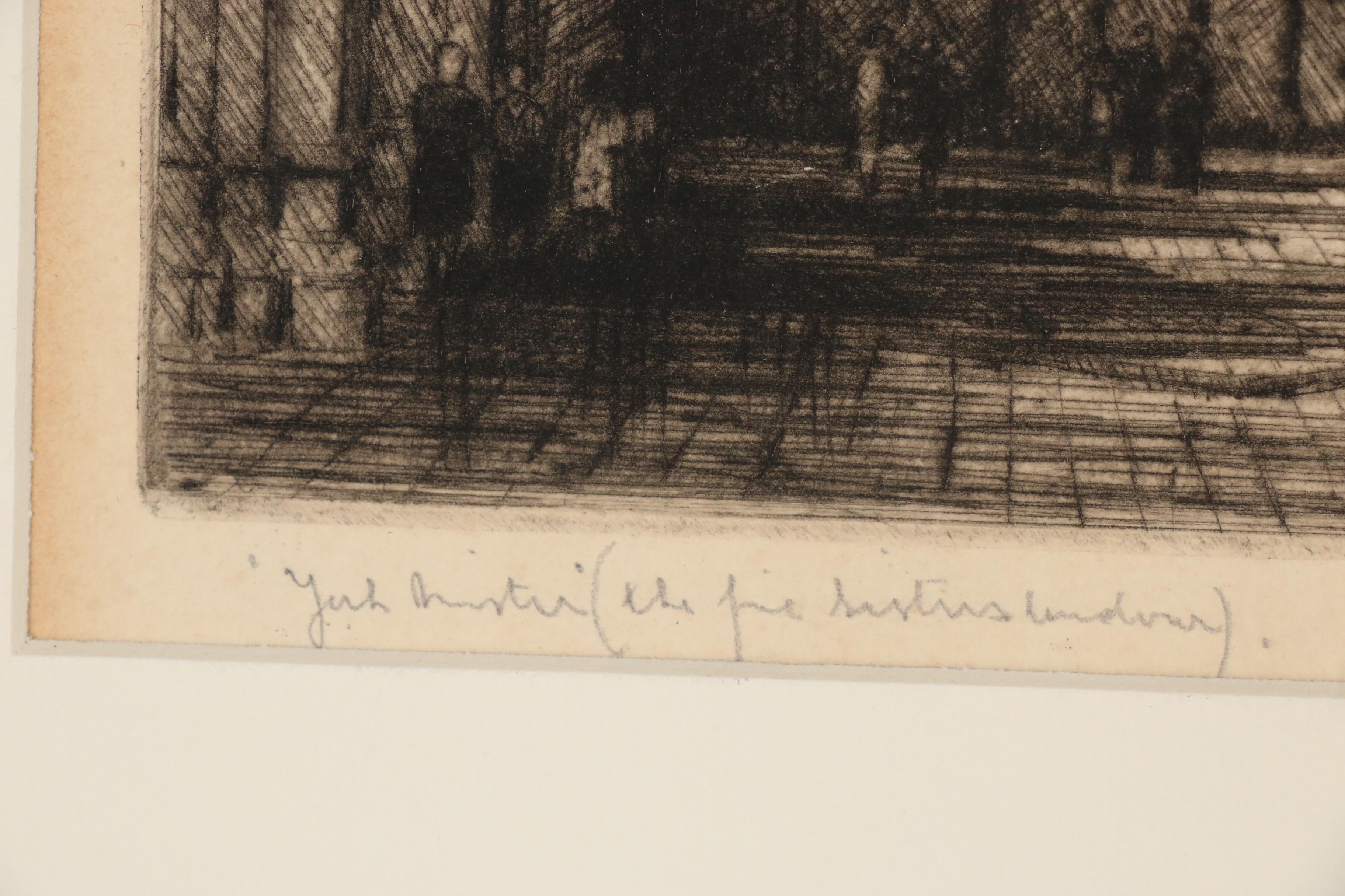 James Alphege Brewer Etching "York Minster (the Five Sisters Window)"