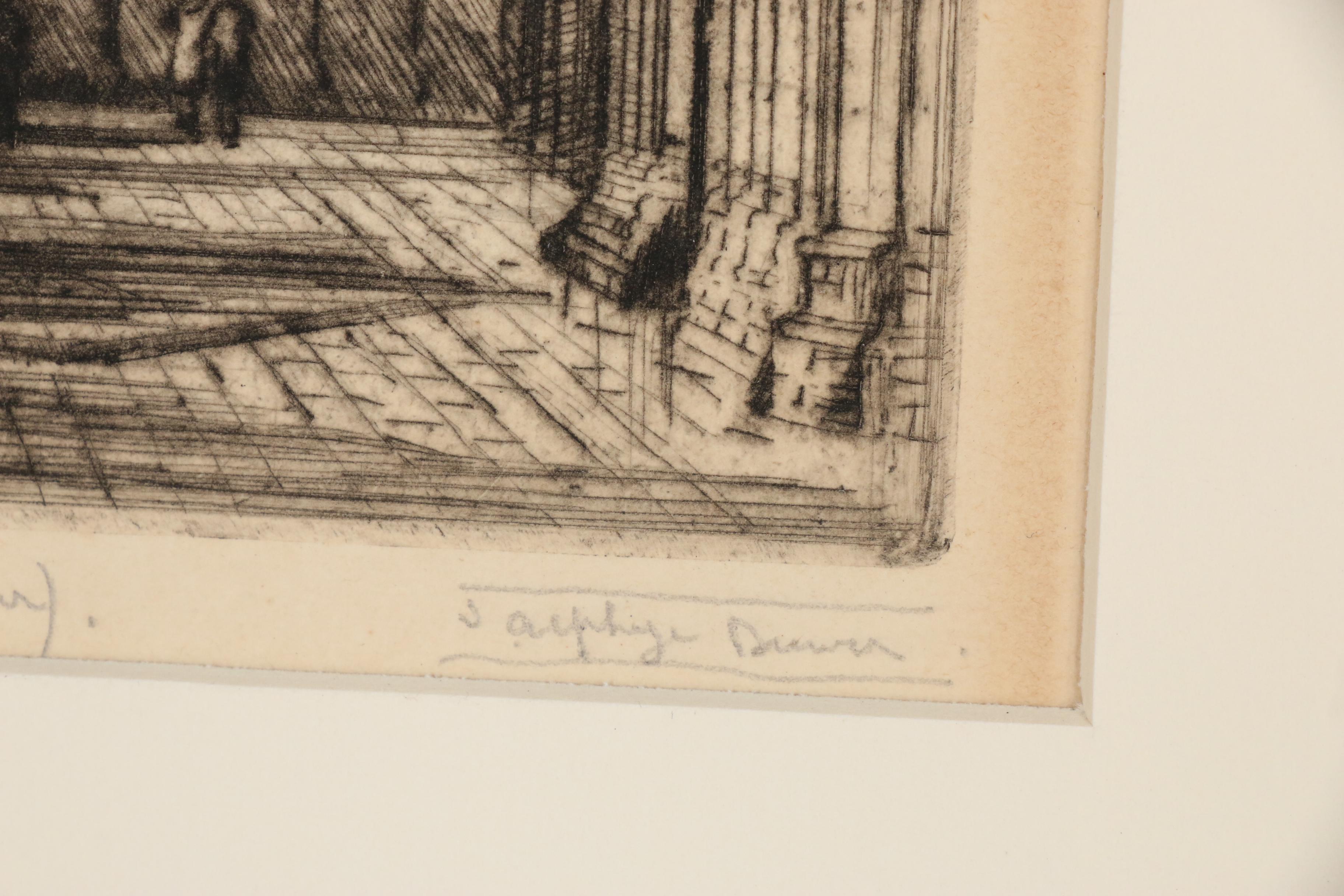 James Alphege Brewer Etching "York Minster (the Five Sisters Window)"