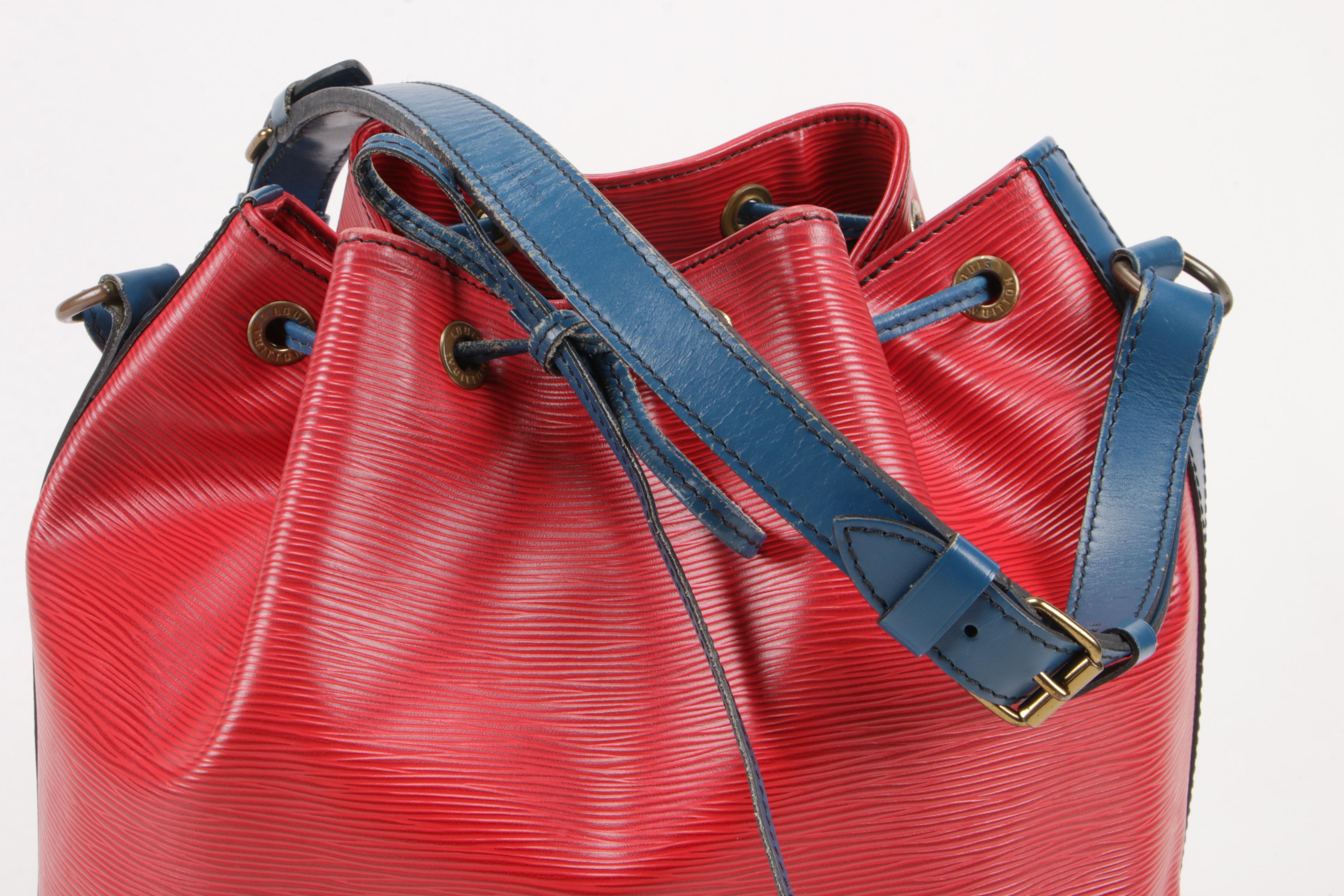 Louis Vuitton Red Epi Leather Noé Bucket Bag Trimmed in Blue Leather, Vintage