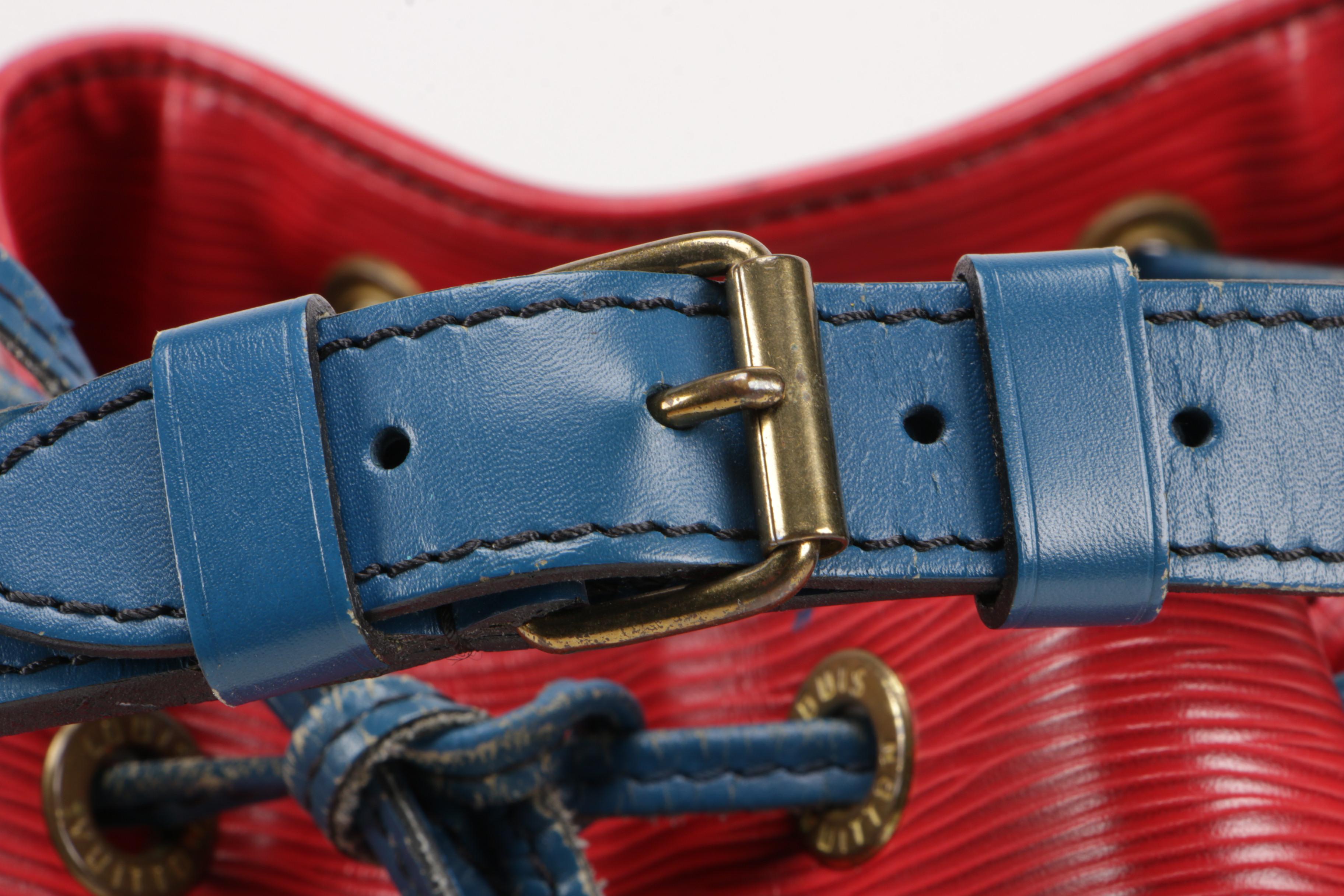 Louis Vuitton Red Epi Leather Noé Bucket Bag Trimmed in Blue Leather, Vintage