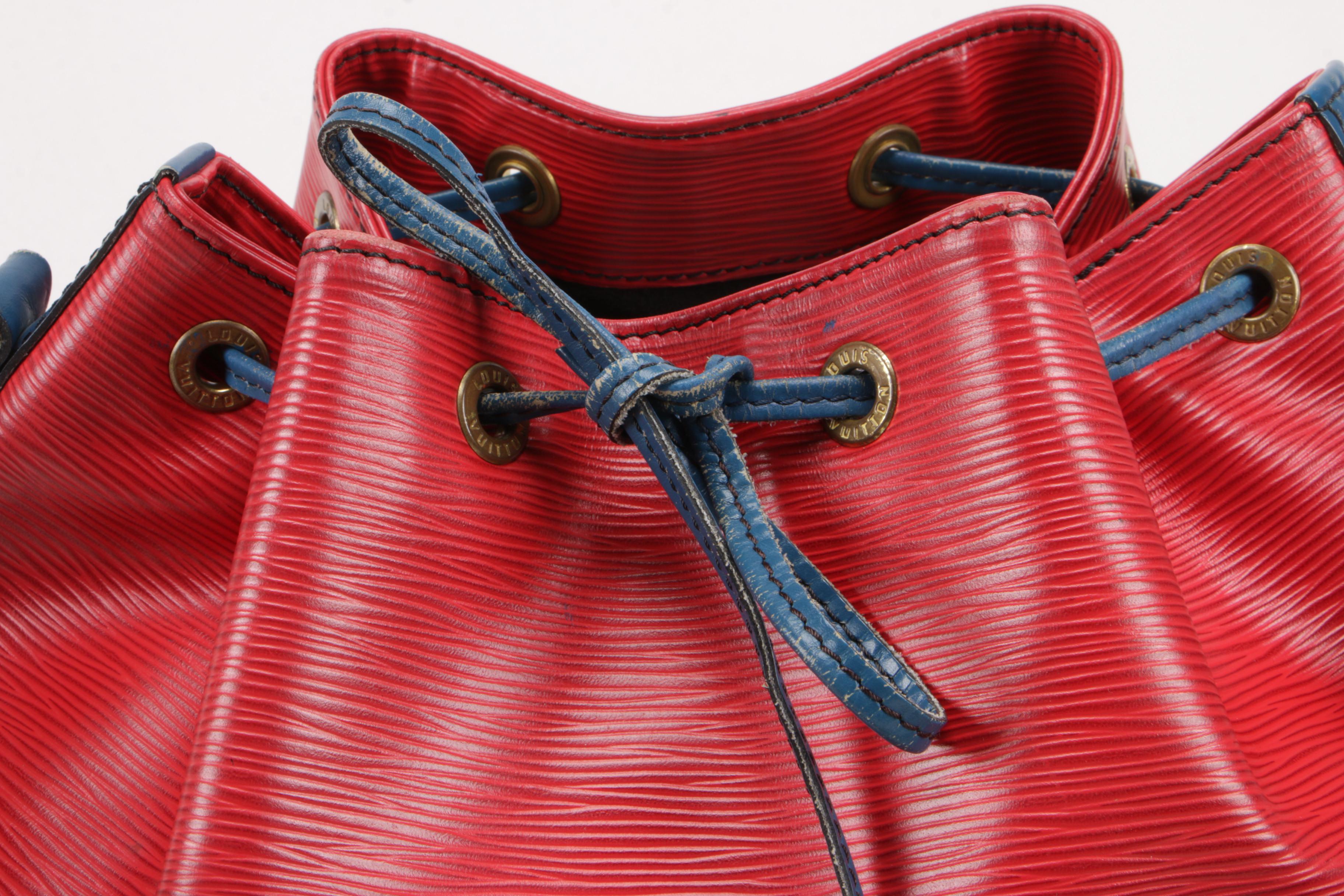 Louis Vuitton Red Epi Leather Noé Bucket Bag Trimmed in Blue Leather, Vintage