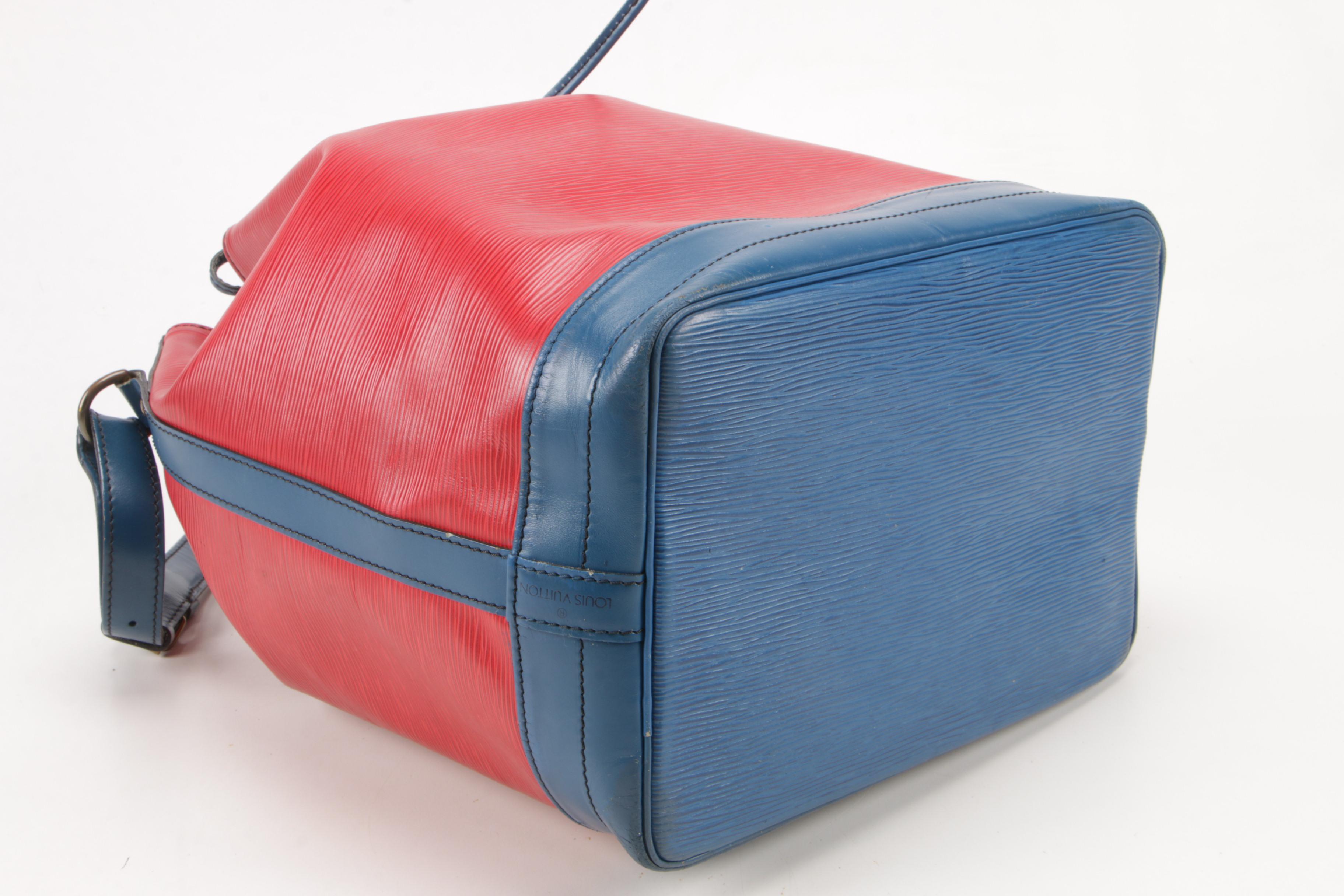 Louis Vuitton Red Epi Leather Noé Bucket Bag Trimmed in Blue Leather, Vintage