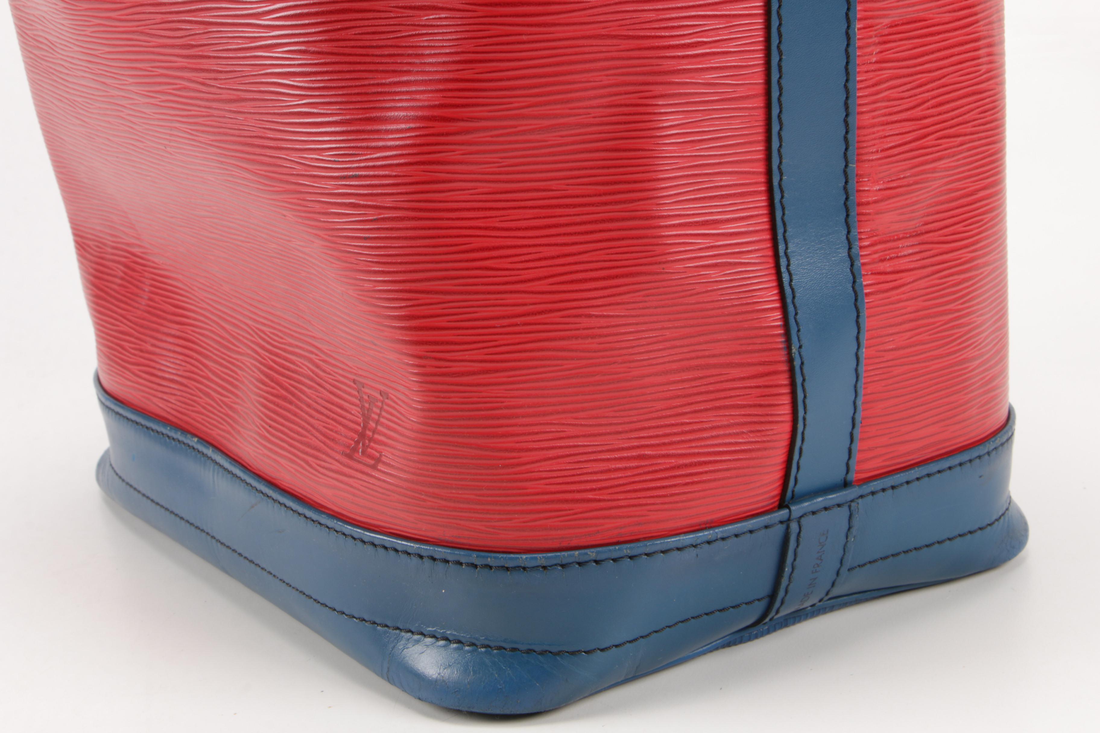 Louis Vuitton Red Epi Leather Noé Bucket Bag Trimmed in Blue Leather, Vintage