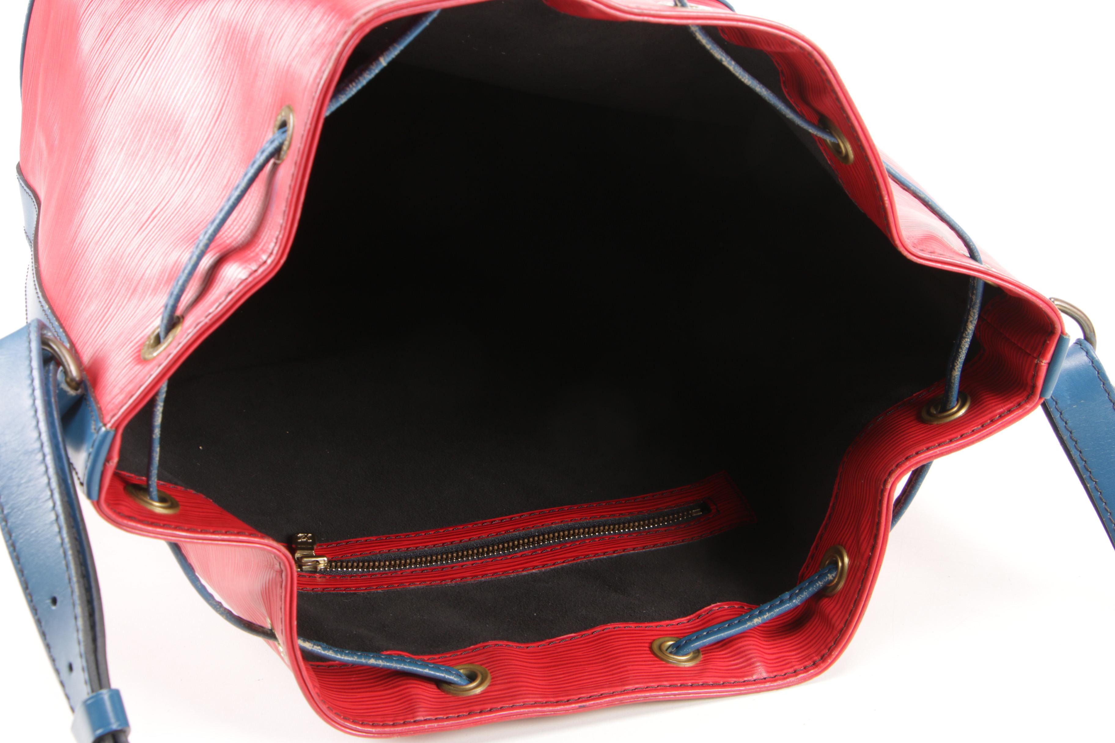 Louis Vuitton Red Epi Leather Noé Bucket Bag Trimmed in Blue Leather, Vintage