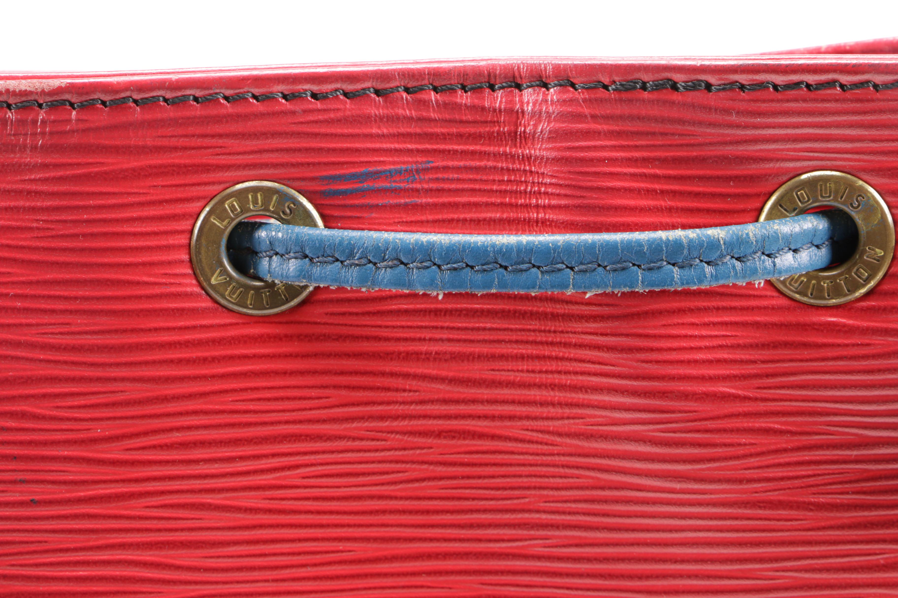 Louis Vuitton Red Epi Leather Noé Bucket Bag Trimmed in Blue Leather, Vintage