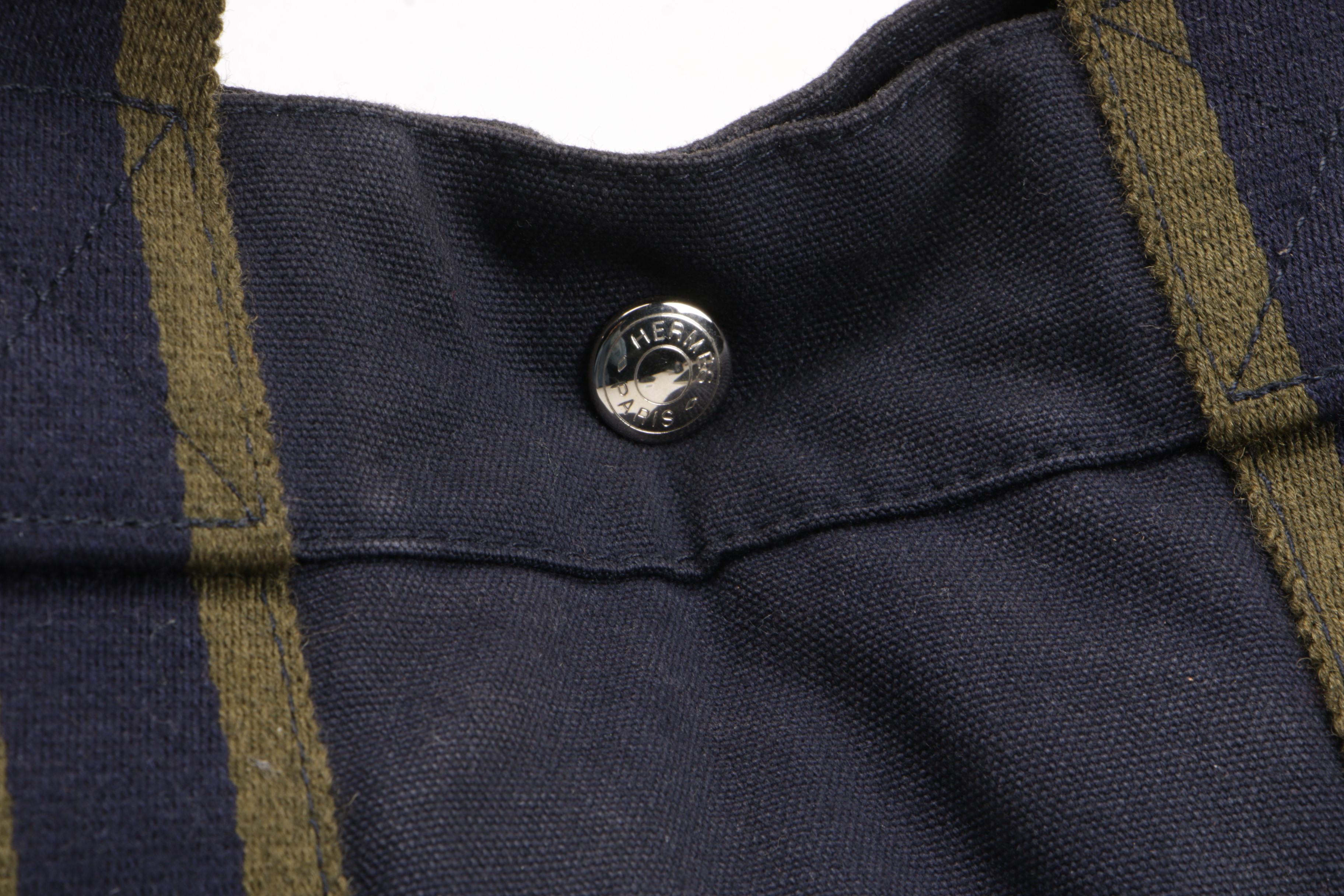 Hermès Paris Navy Blue Fourre-Tout Canvas Tote Bag