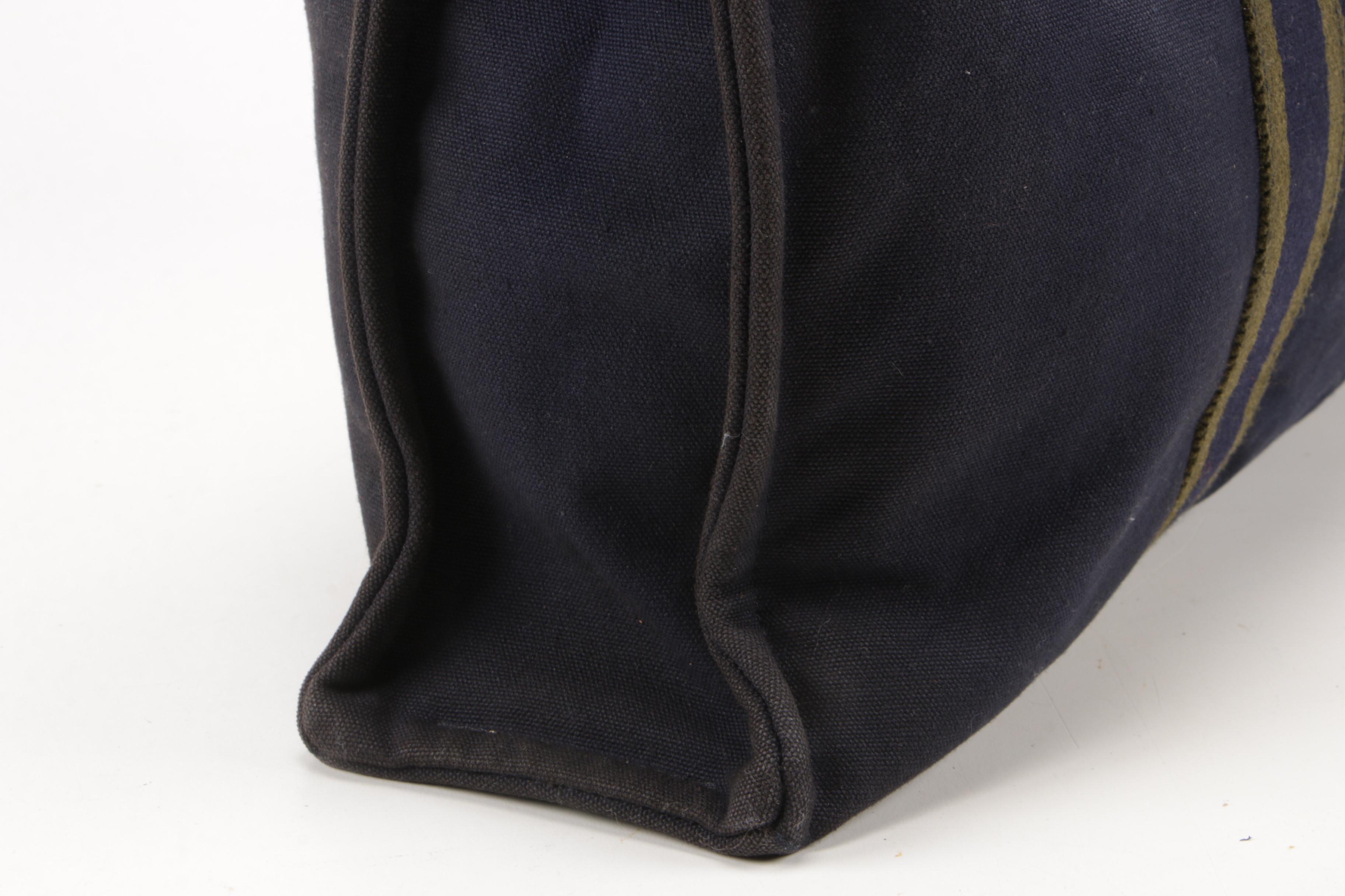 Hermès Paris Navy Blue Fourre-Tout Canvas Tote Bag