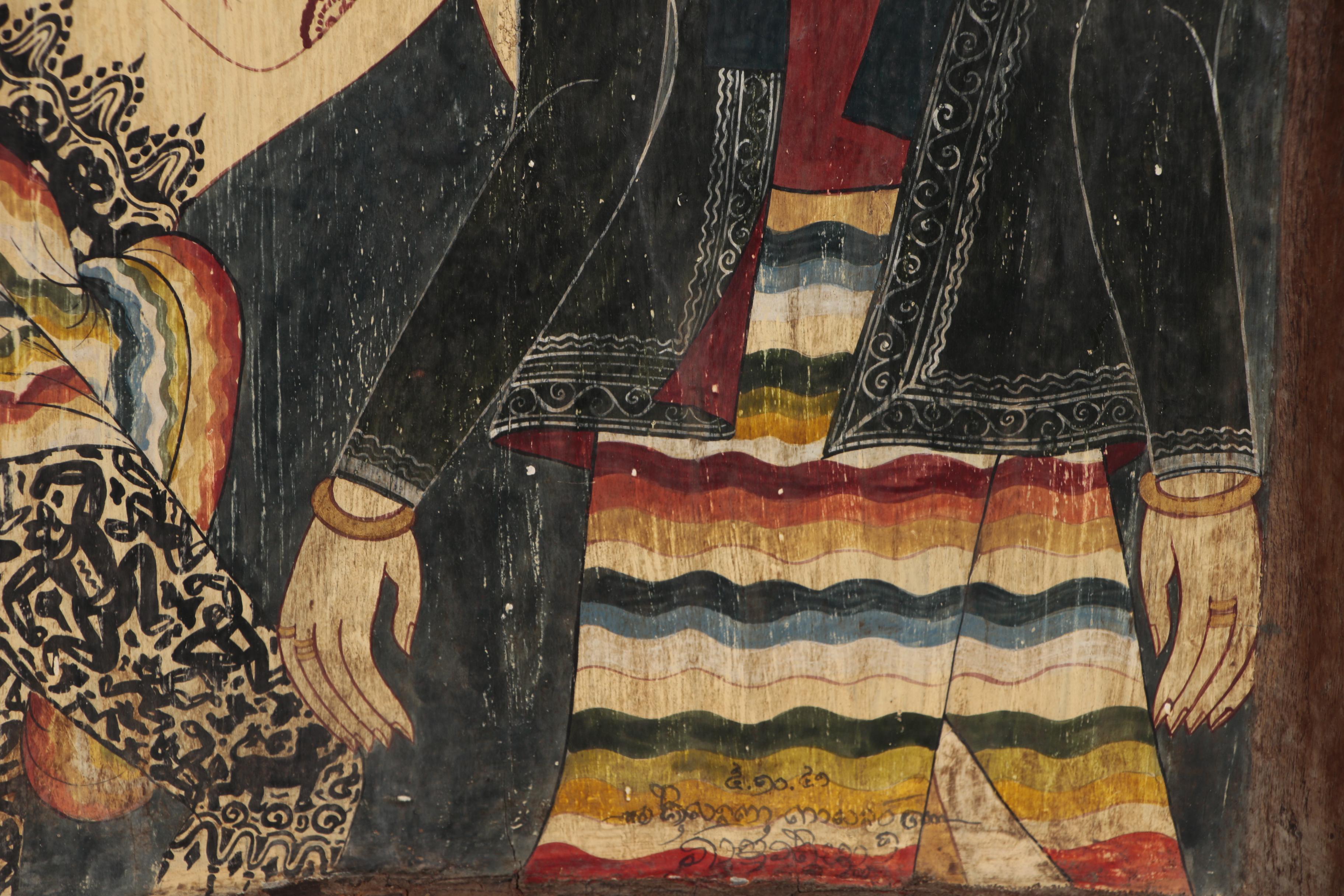 Thai Painted Wood Tray, After Wat Phumin Mural, Late 19th/20th Century