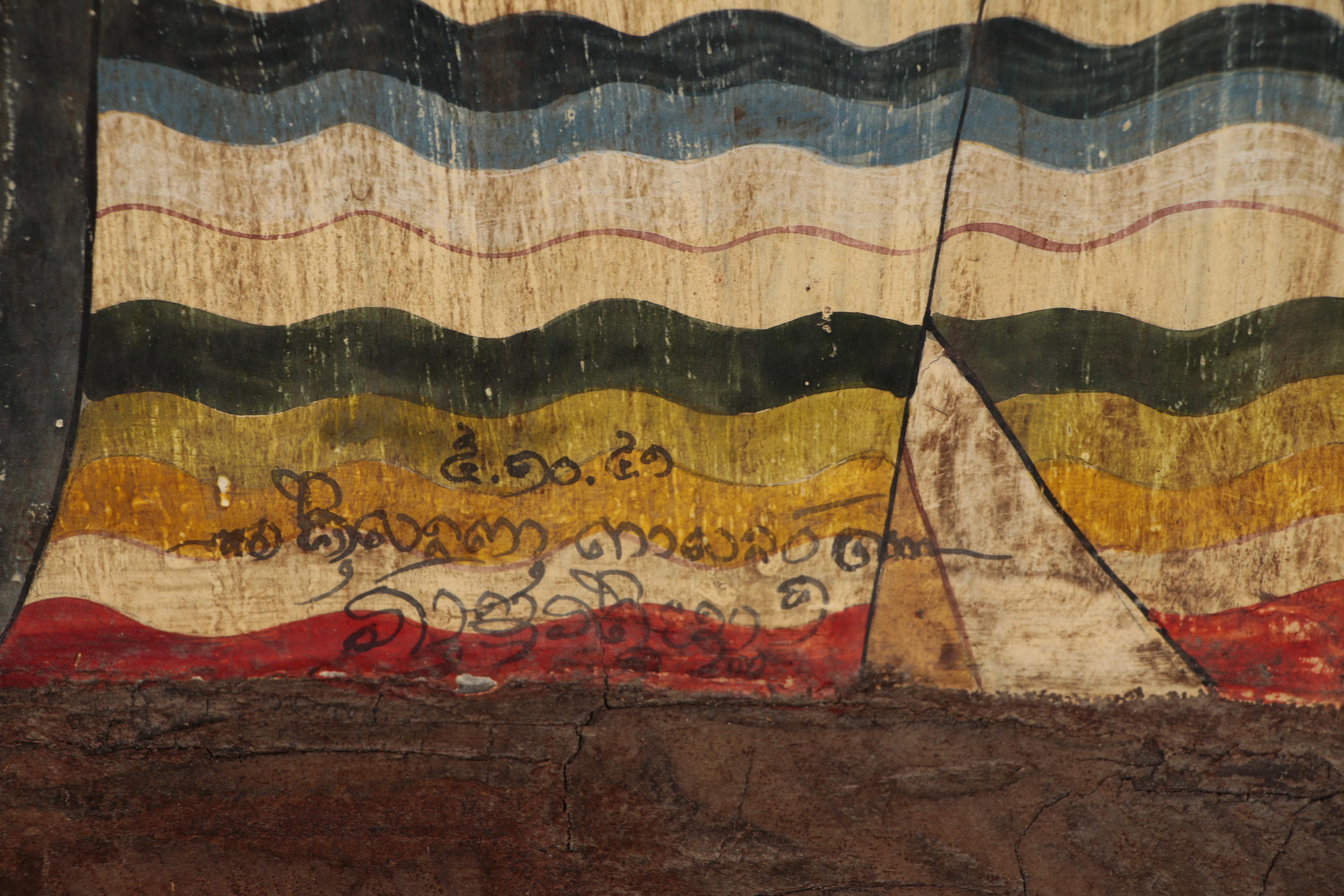 Thai Painted Wood Tray, After Wat Phumin Mural, Late 19th/20th Century