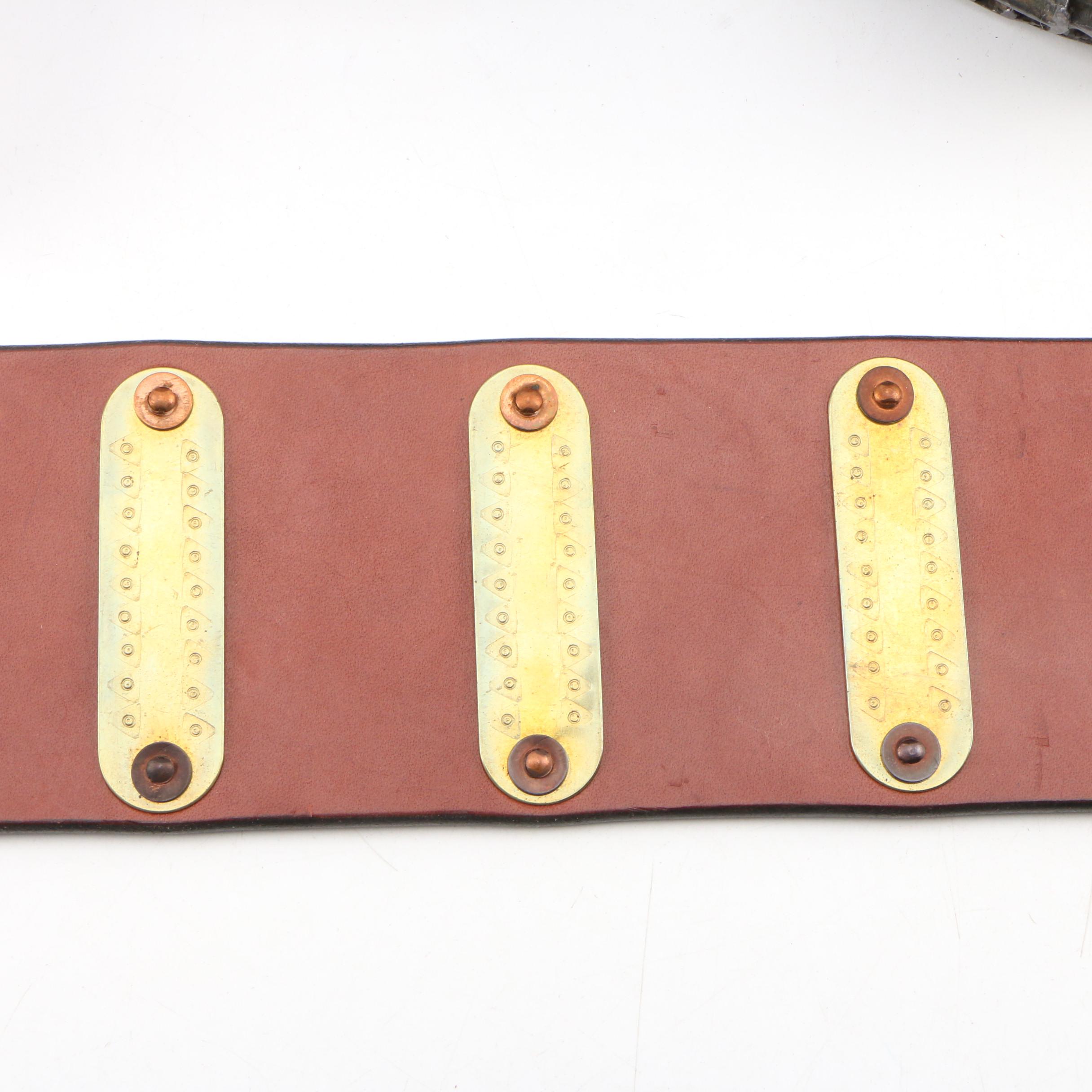 Siskiyou and Liberty Coin Tooled Black Leather Belt with Other Belts, Vintage