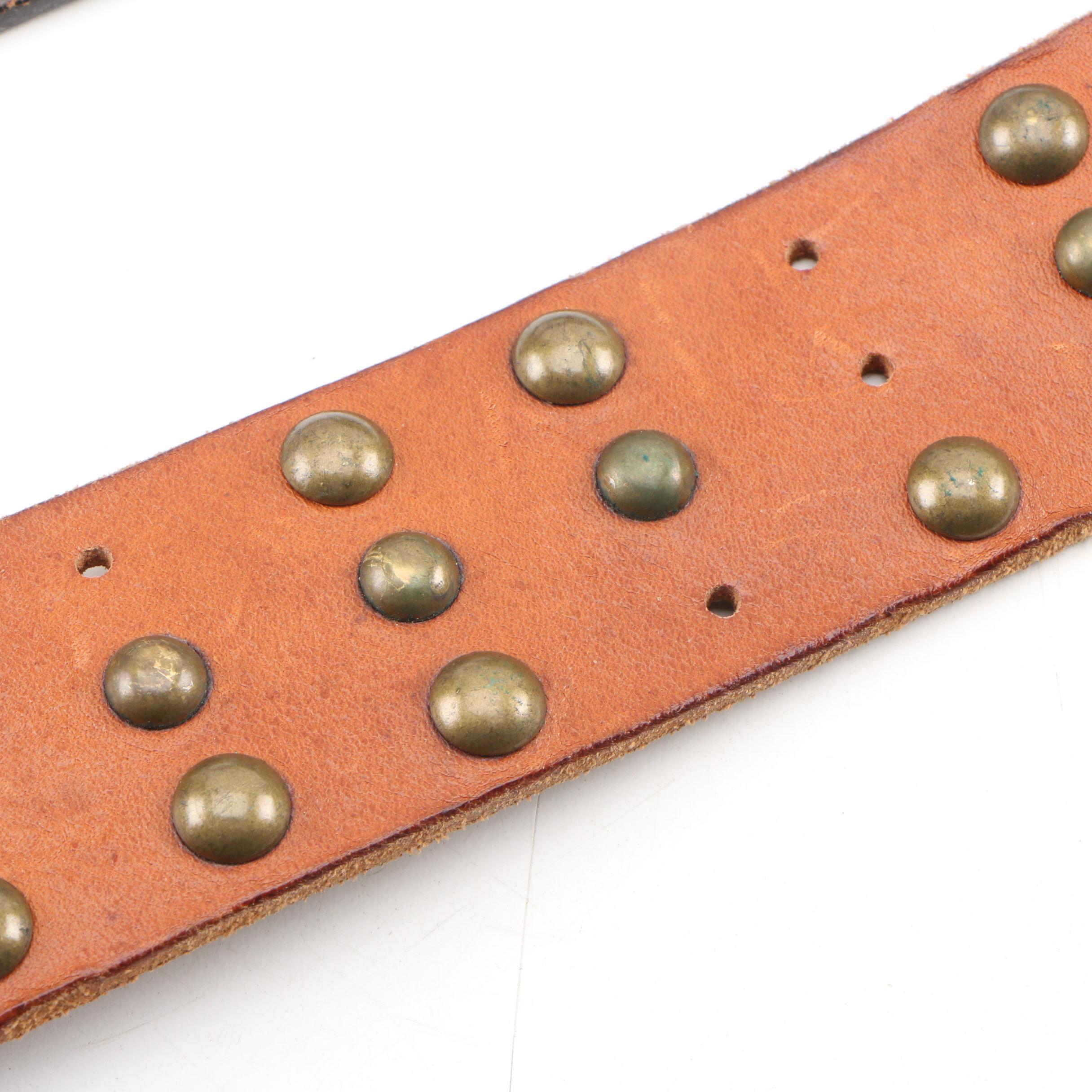 Siskiyou and Liberty Coin Tooled Black Leather Belt with Other Belts, Vintage