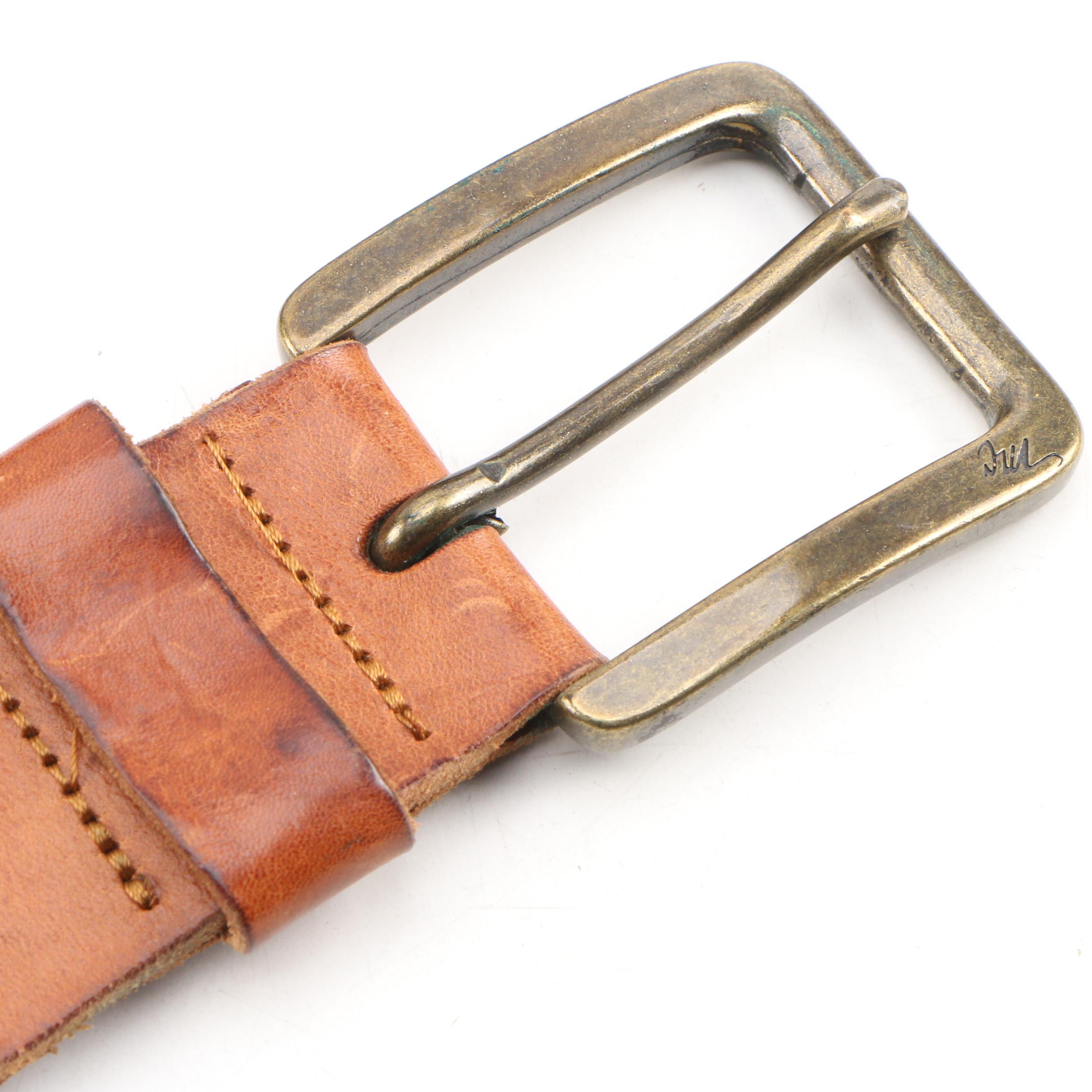 Siskiyou and Liberty Coin Tooled Black Leather Belt with Other Belts, Vintage