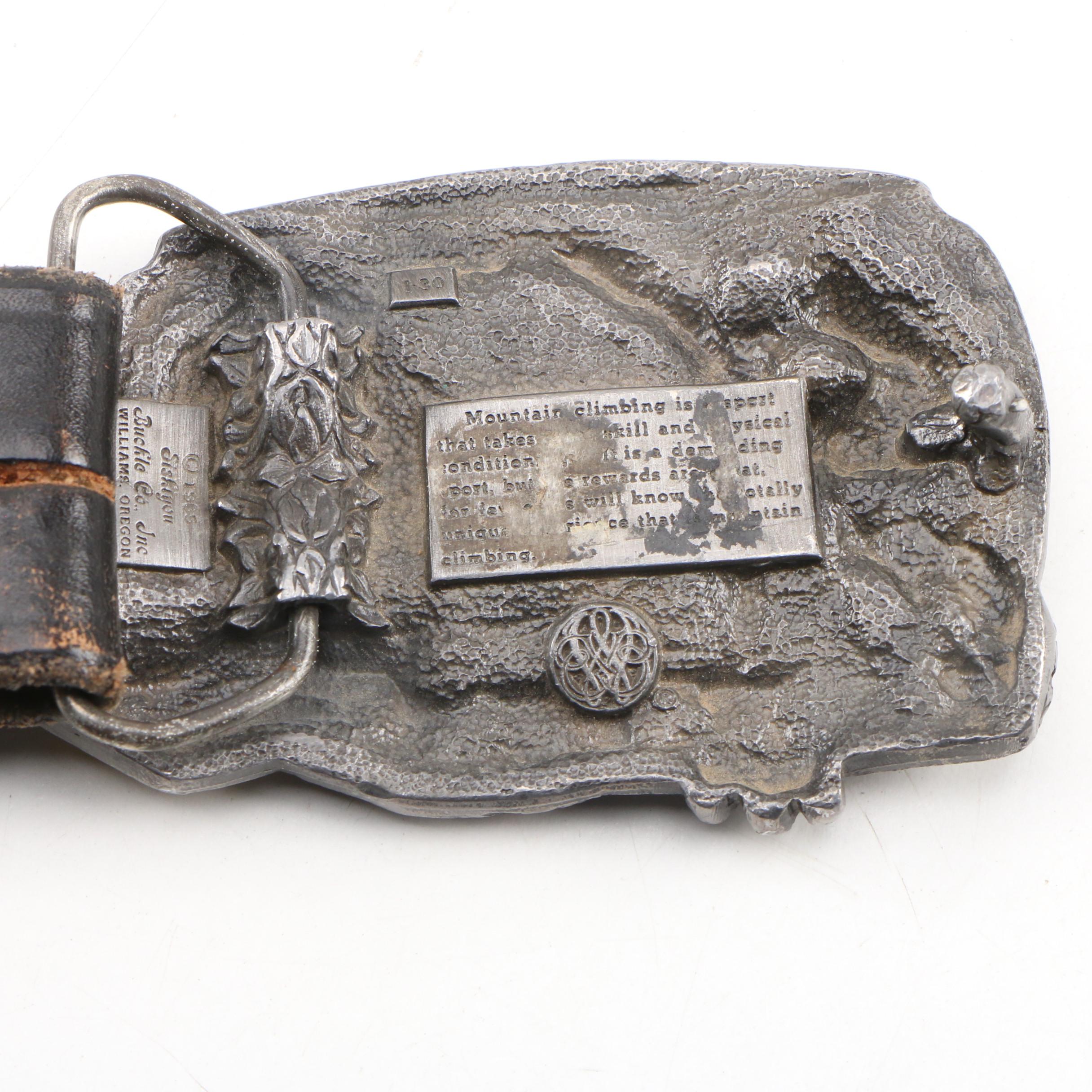 Siskiyou and Liberty Coin Tooled Black Leather Belt with Other Belts, Vintage