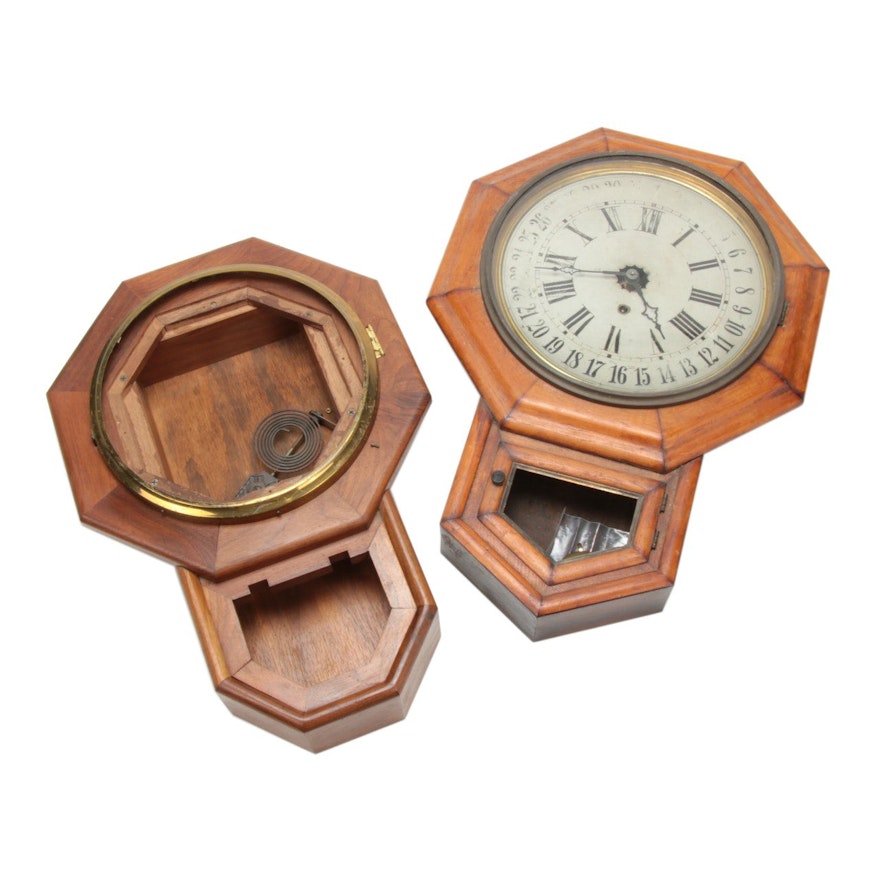 Welch Co. Octagonal Wall Clock and Clock Housing