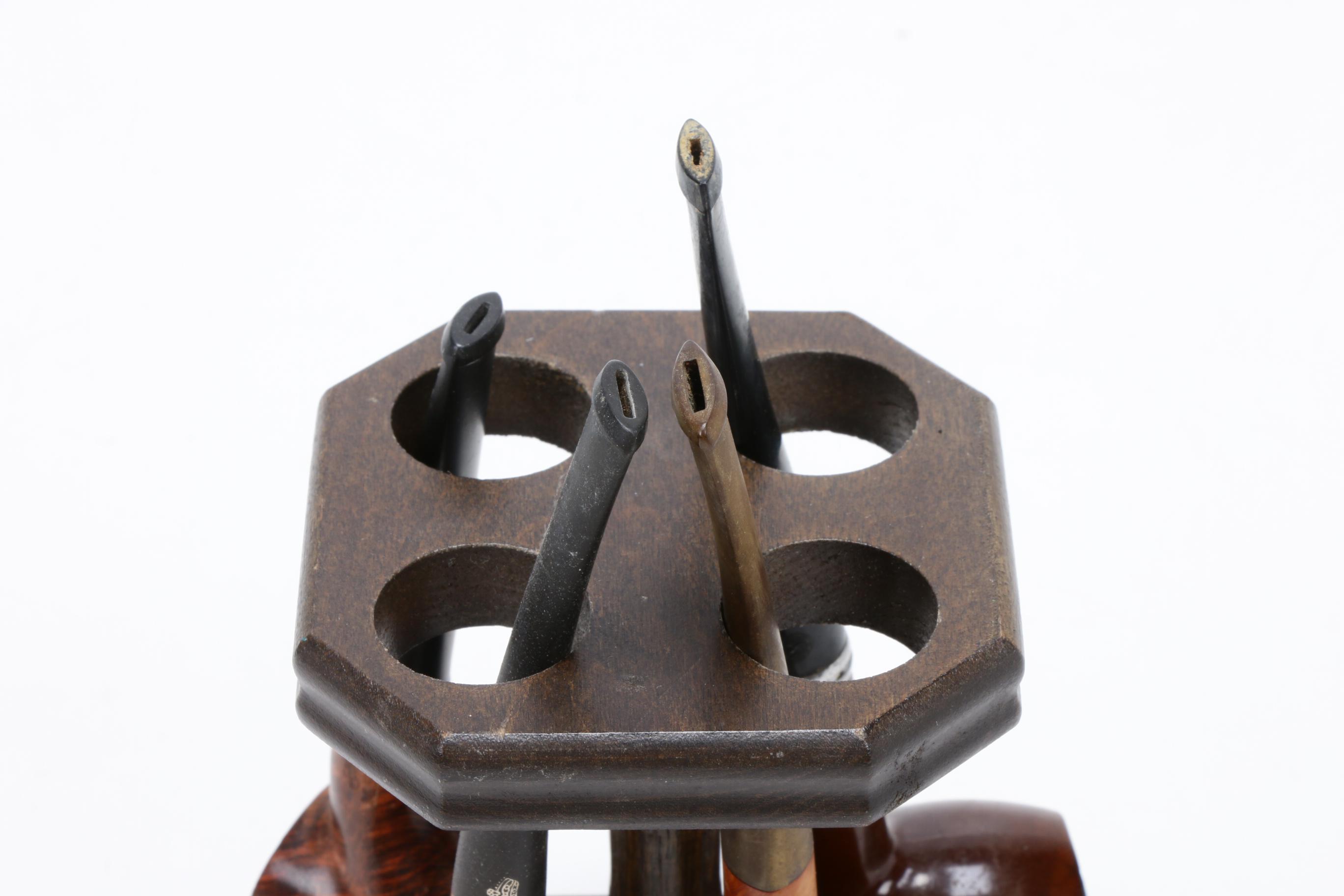 Royal Ascot, Frank and Other Wood Tobacco Pipes with Stand