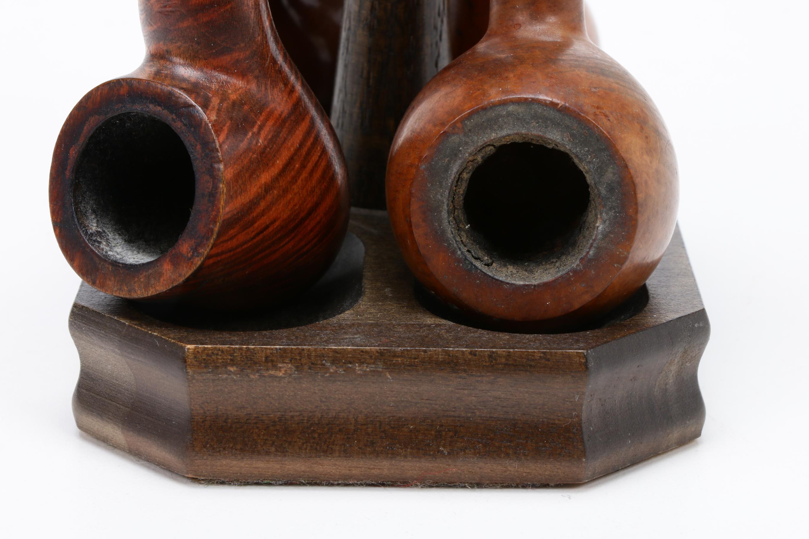 Royal Ascot, Frank and Other Wood Tobacco Pipes with Stand