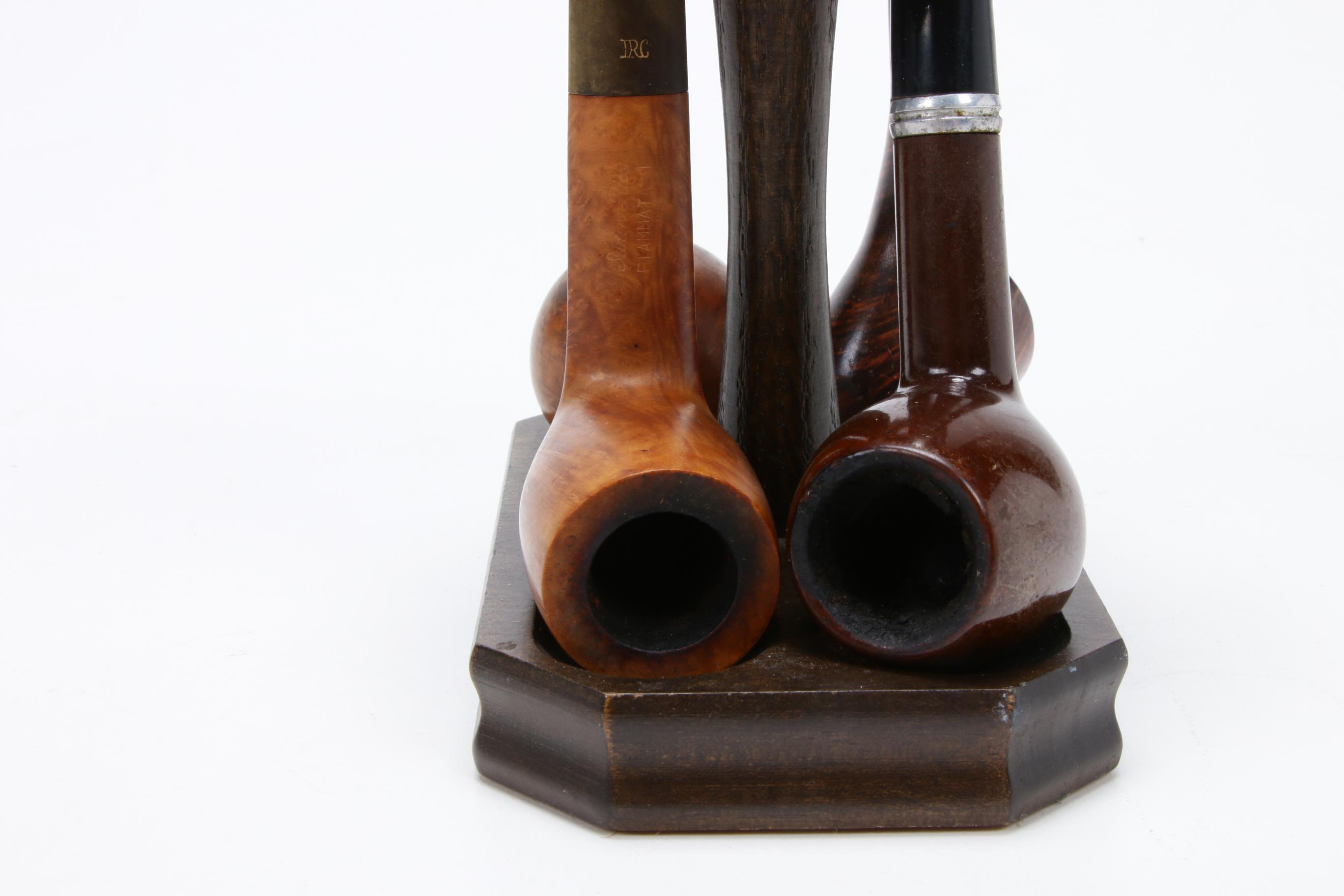 Royal Ascot, Frank and Other Wood Tobacco Pipes with Stand