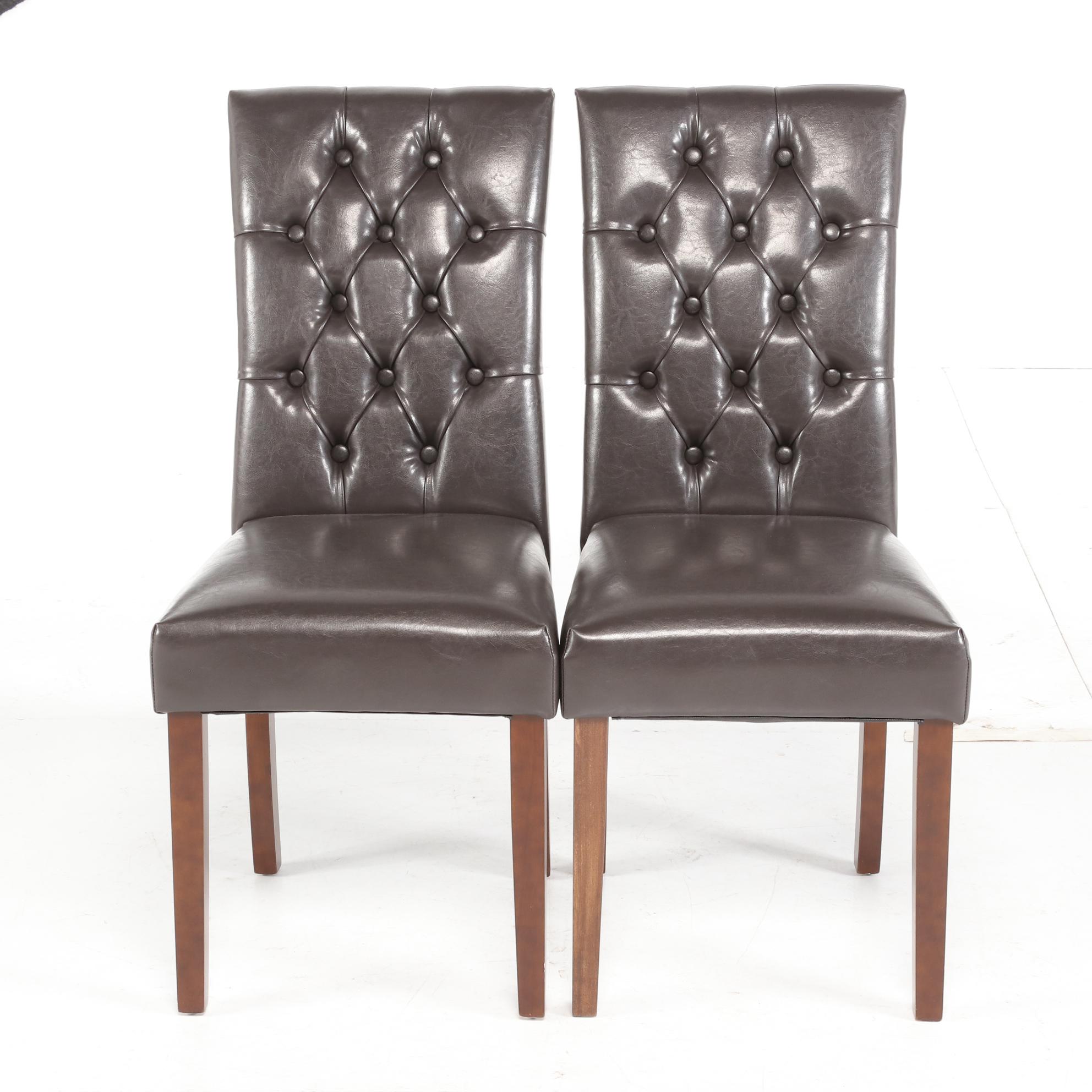 McLeland Design "Greenwich" Button-Tufted Bonded Leather Side Chairs