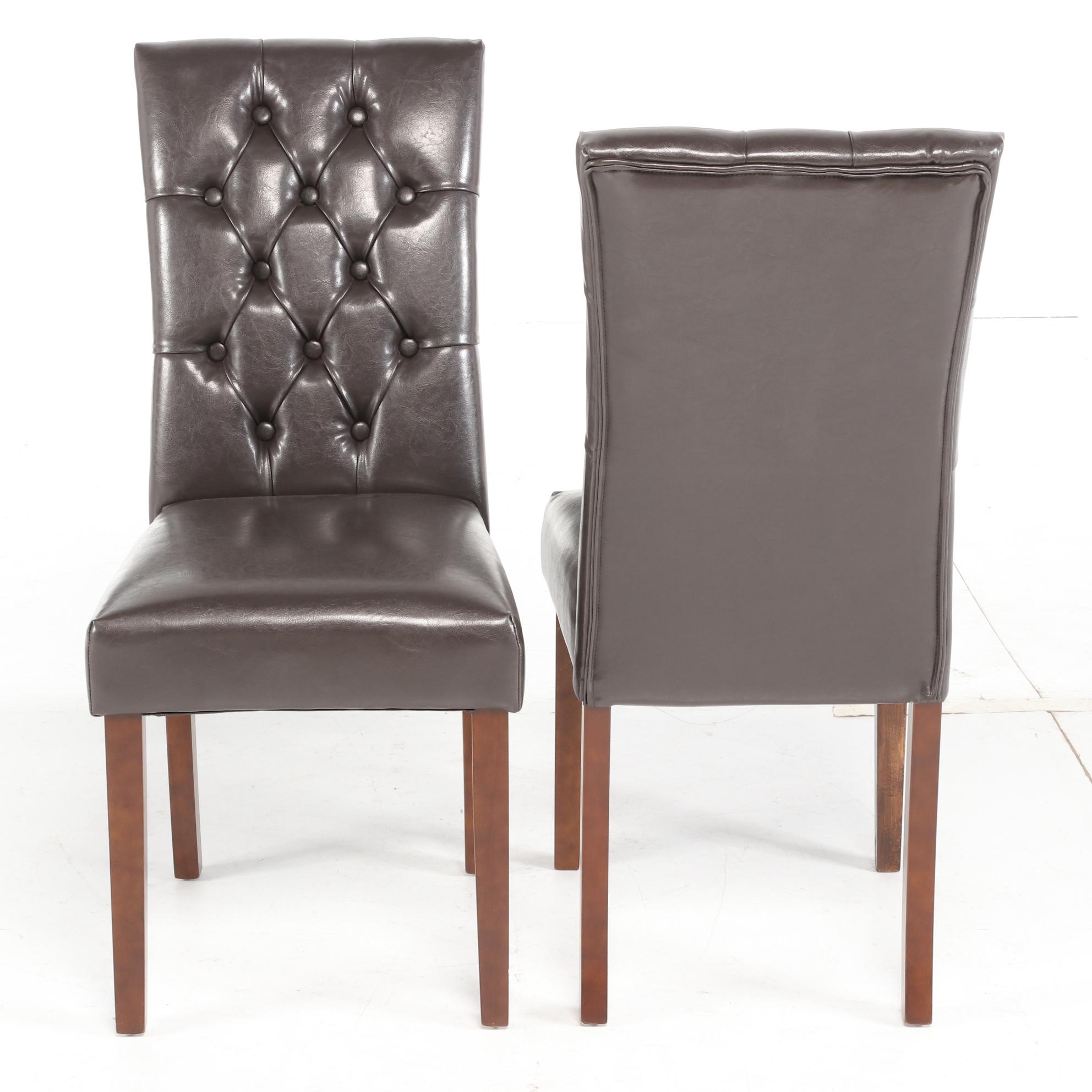 McLeland Design "Greenwich" Button-Tufted Bonded Leather Side Chairs