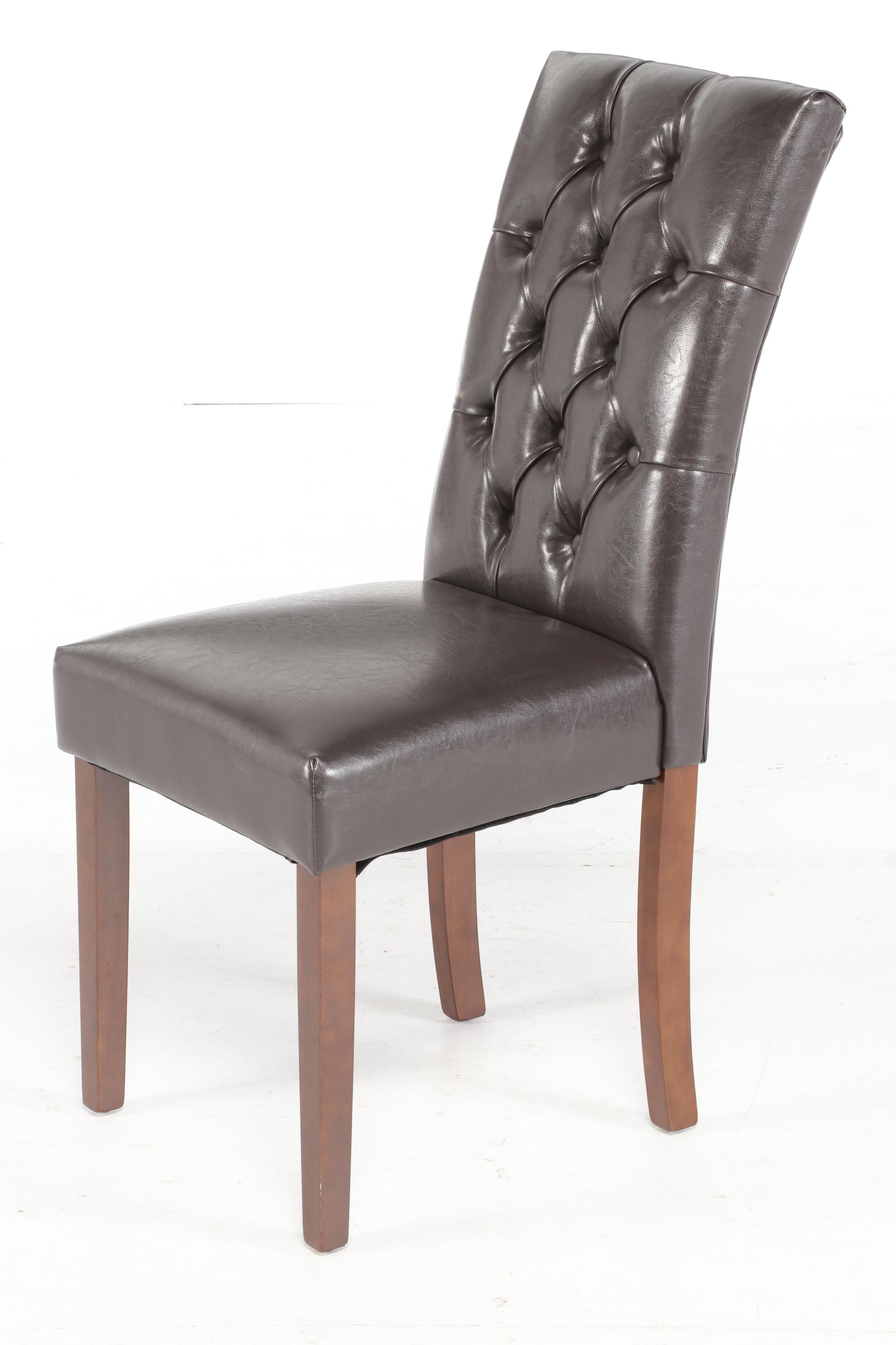 McLeland Design "Greenwich" Button-Tufted Bonded Leather Side Chairs