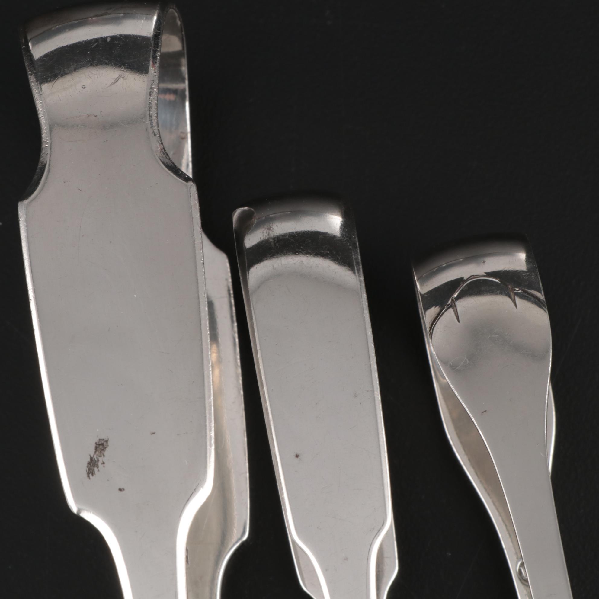 Irish Sterling Silver Sugar Tongs Including Richard Whitford, 19th Century