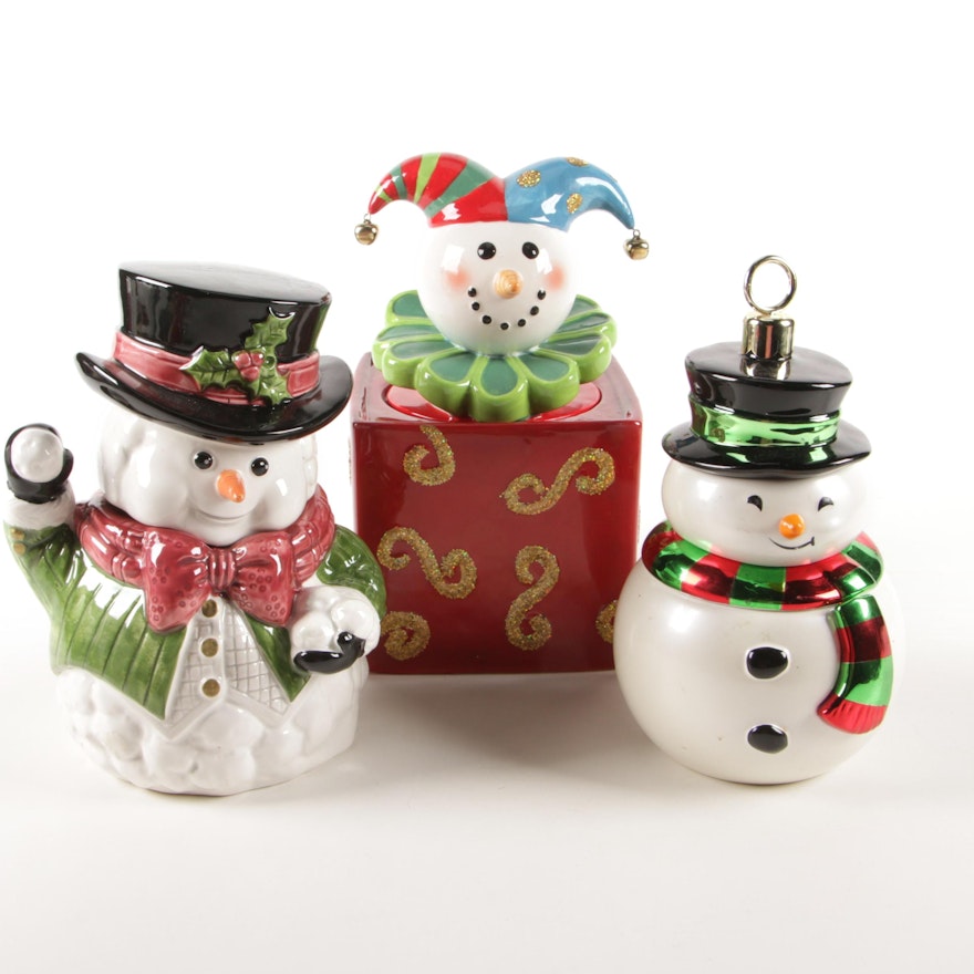 Snowman and Jester Ceramic Tabletop Décor