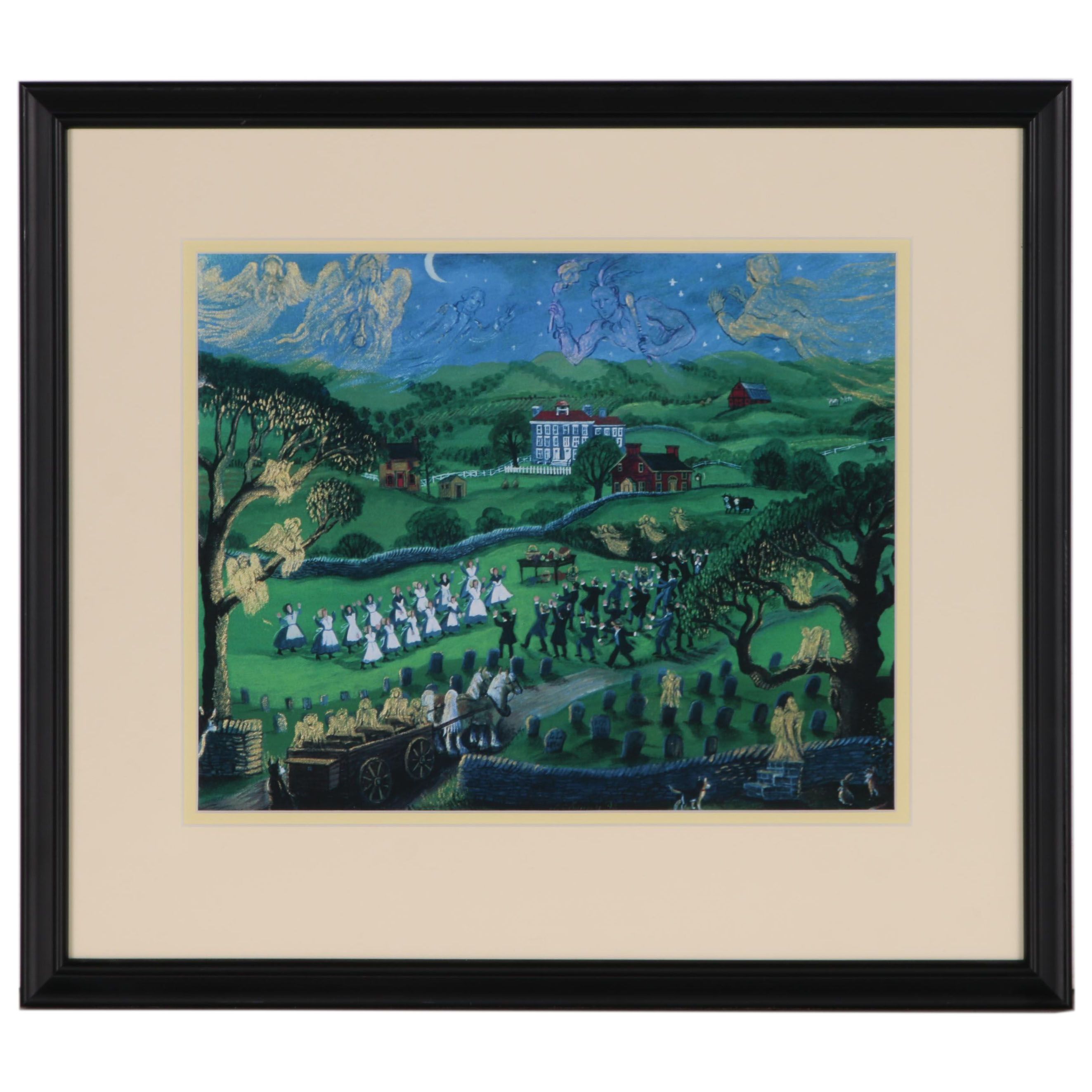 Giclée Print after Judith Cheney of Shaker Spiritualist Scene