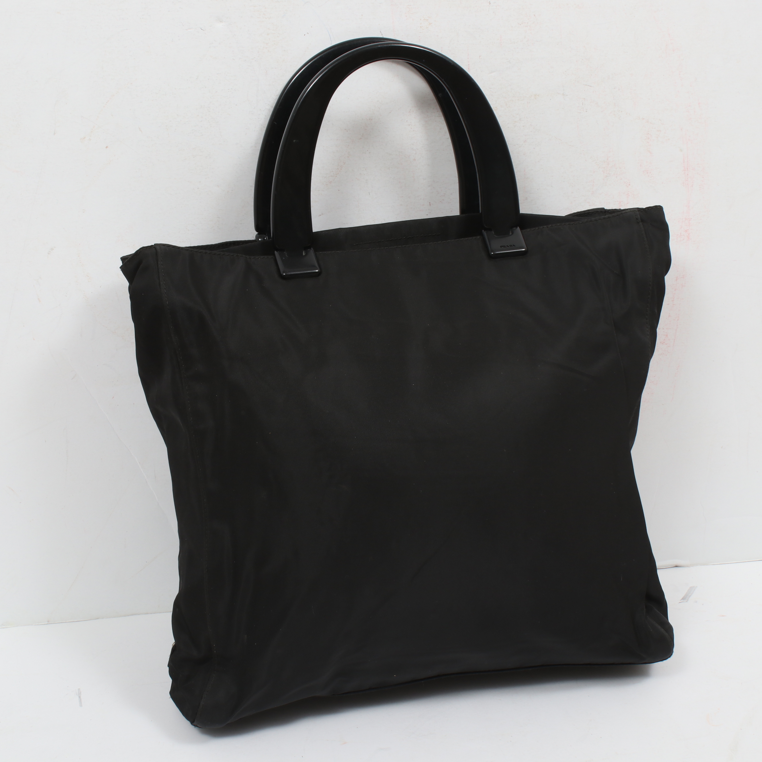 Prada Black Nylon Tote with Plastic Handles
