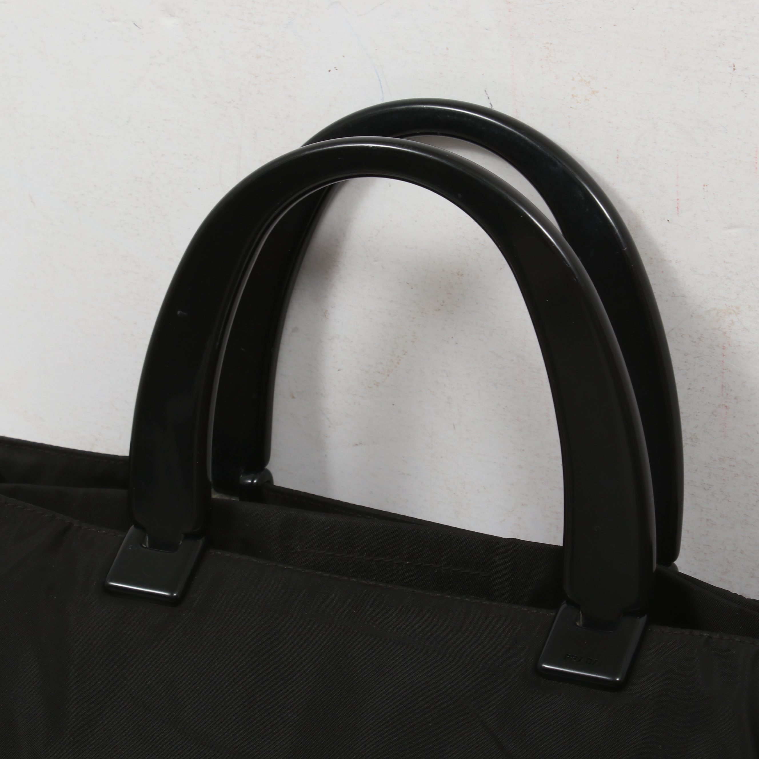 Prada Black Nylon Tote with Plastic Handles