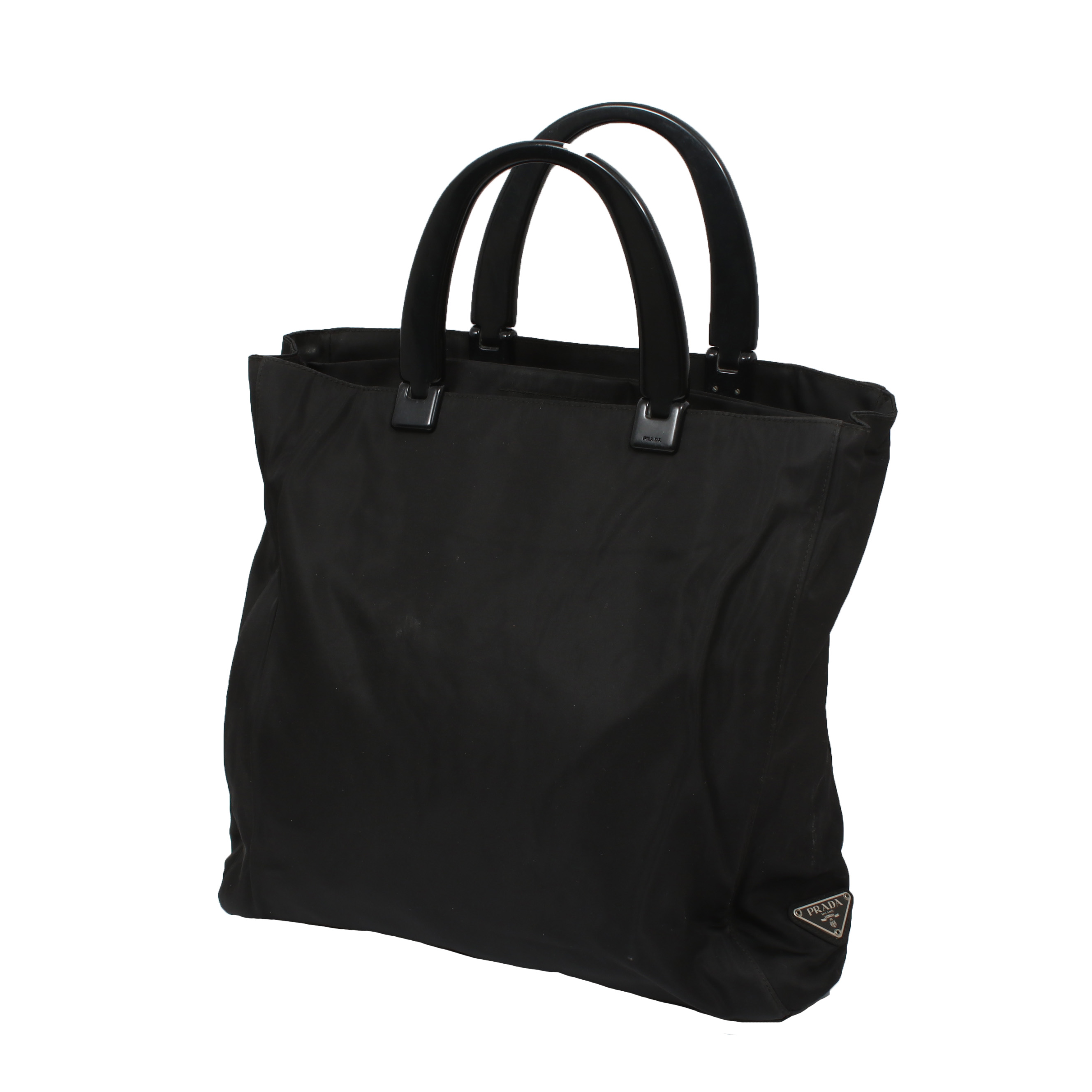 Prada Black Nylon Tote with Plastic Handles