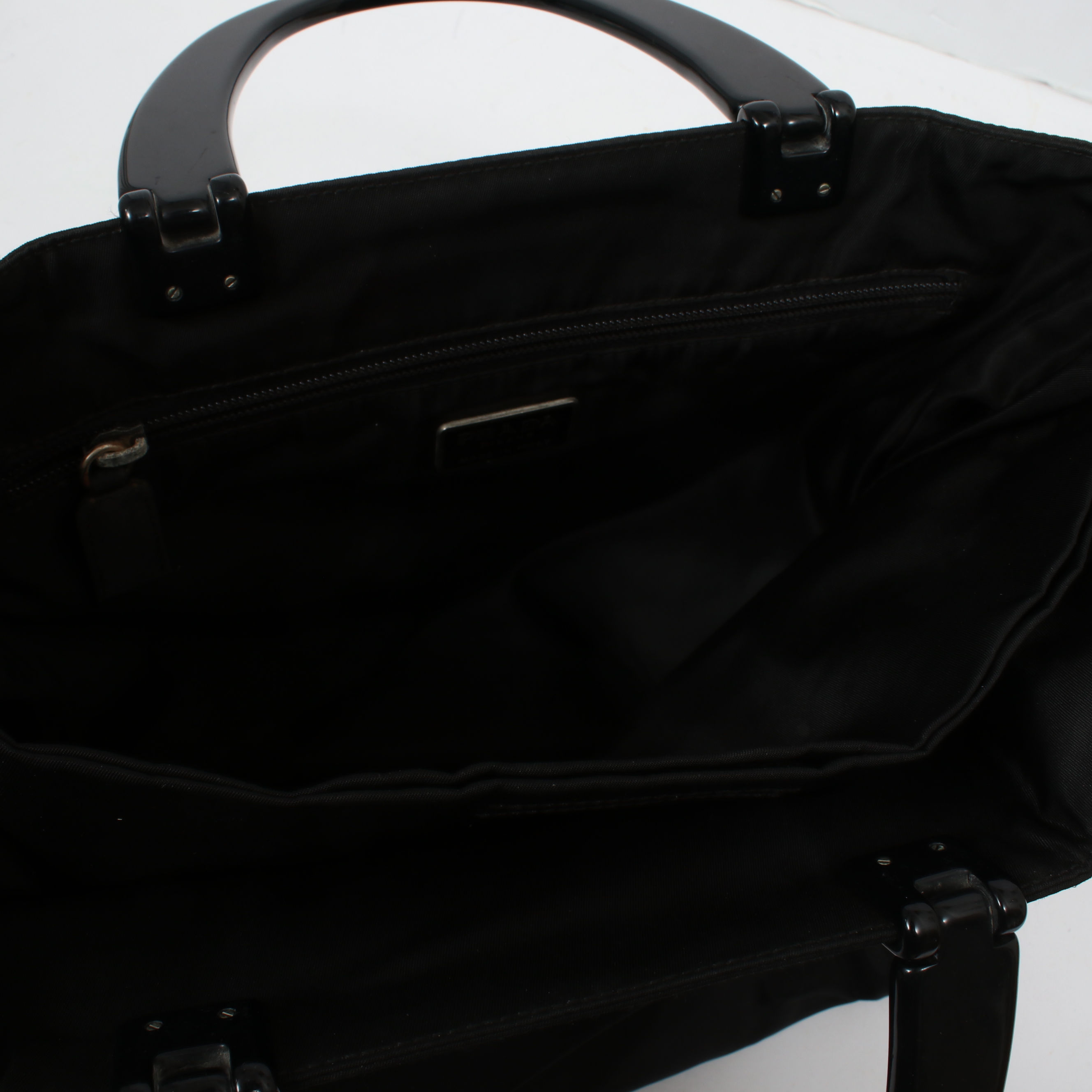 Prada Black Nylon Tote with Plastic Handles