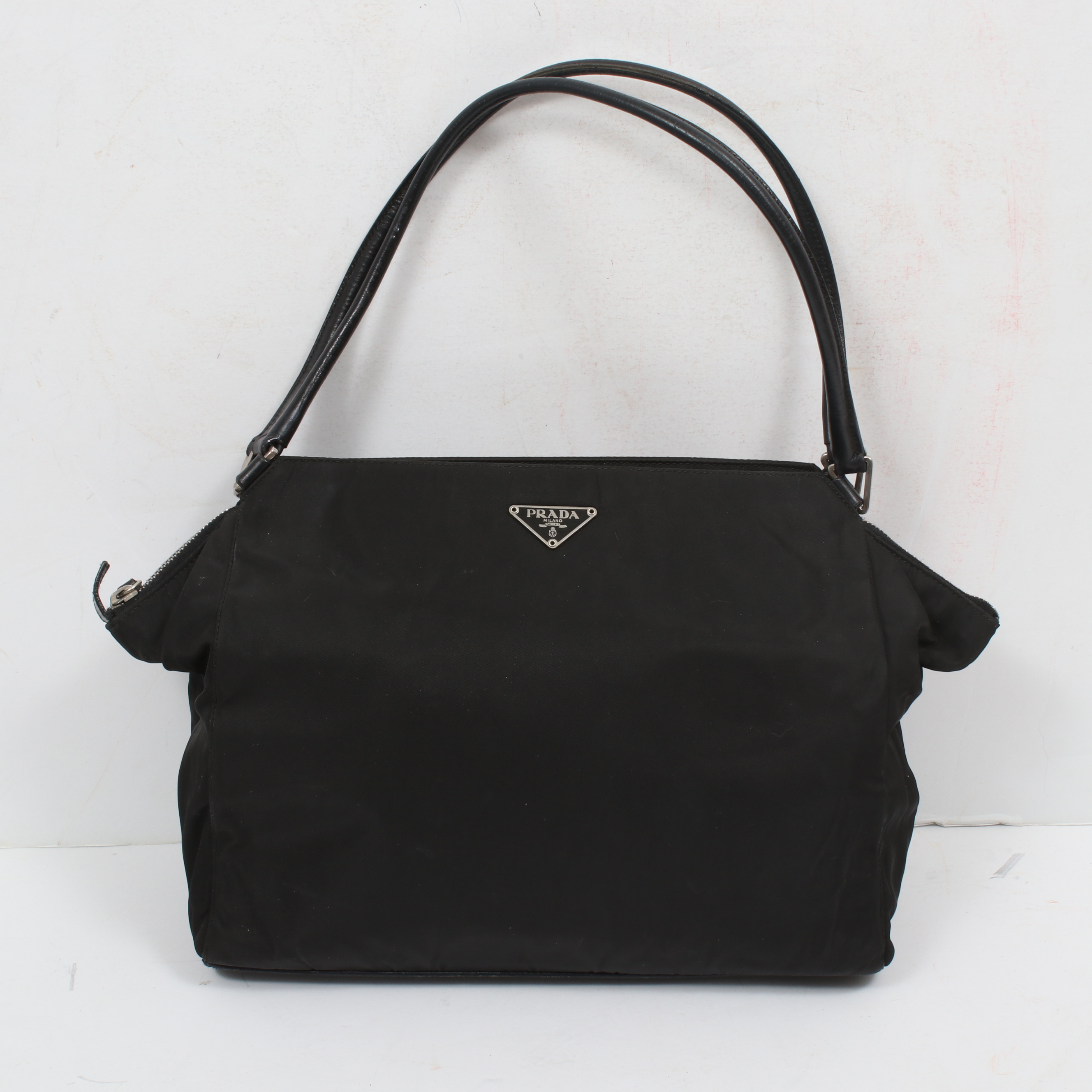 Prada Black Tessuto Nylon and Leather Shoulder Bag
