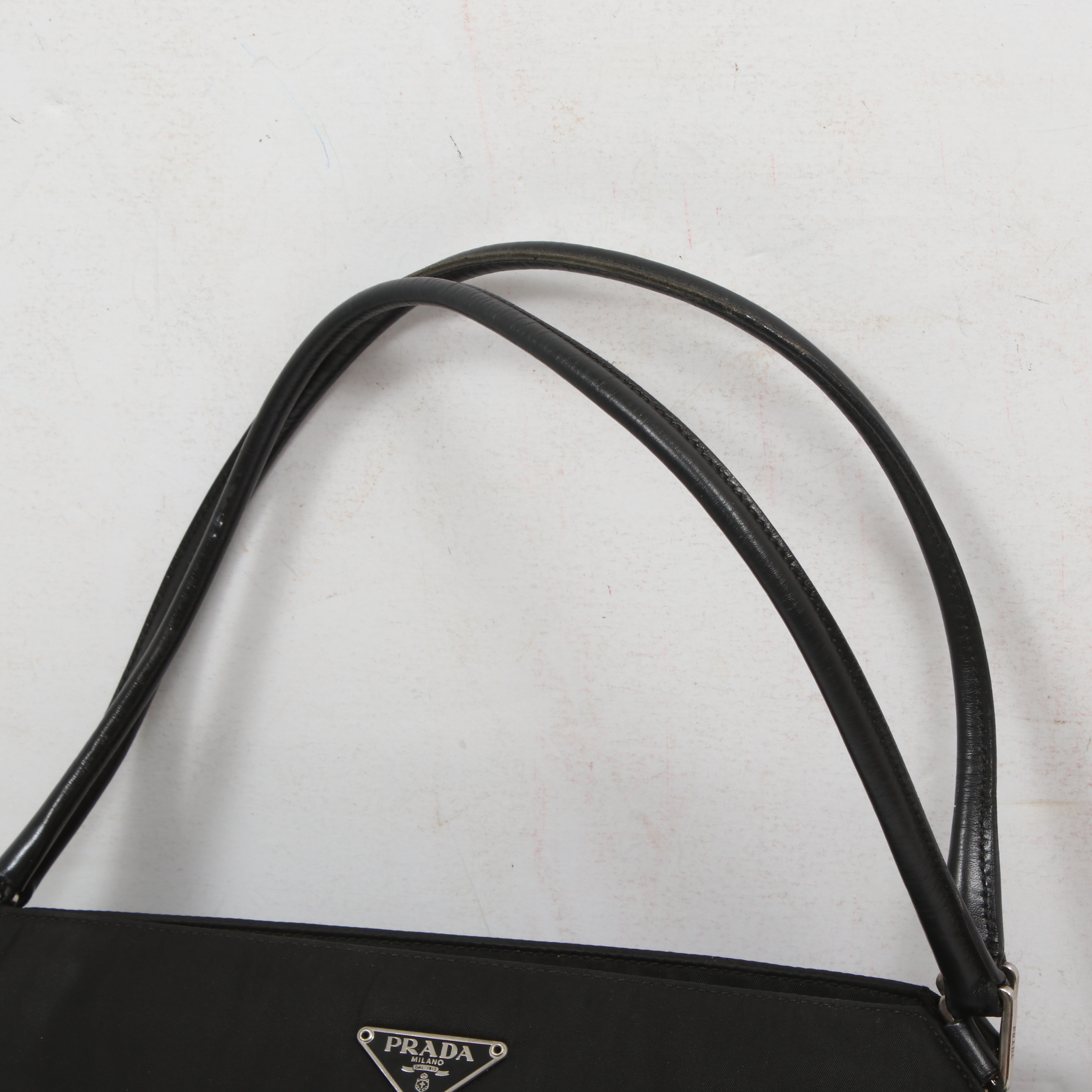 Prada Black Tessuto Nylon and Leather Shoulder Bag
