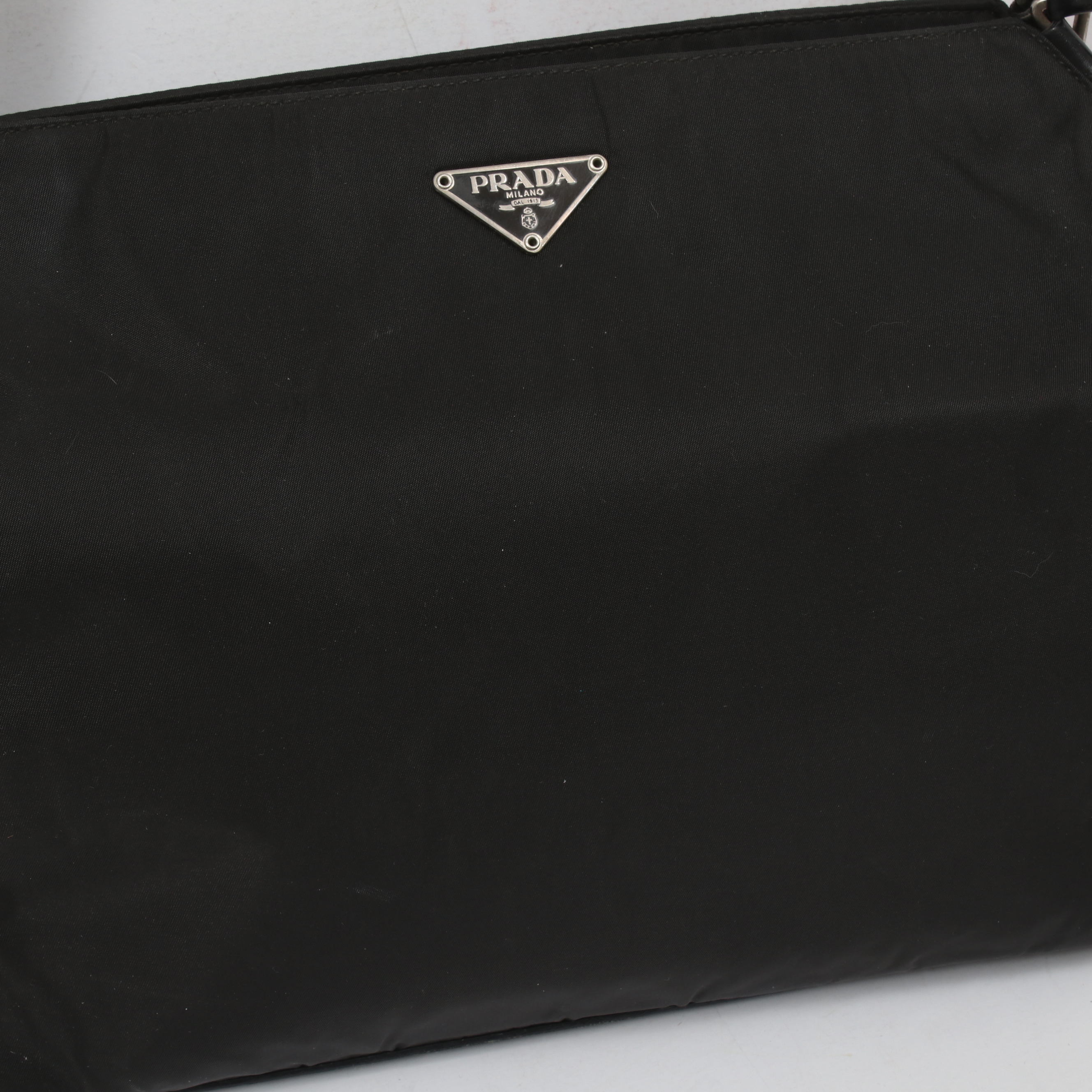 Prada Black Tessuto Nylon and Leather Shoulder Bag