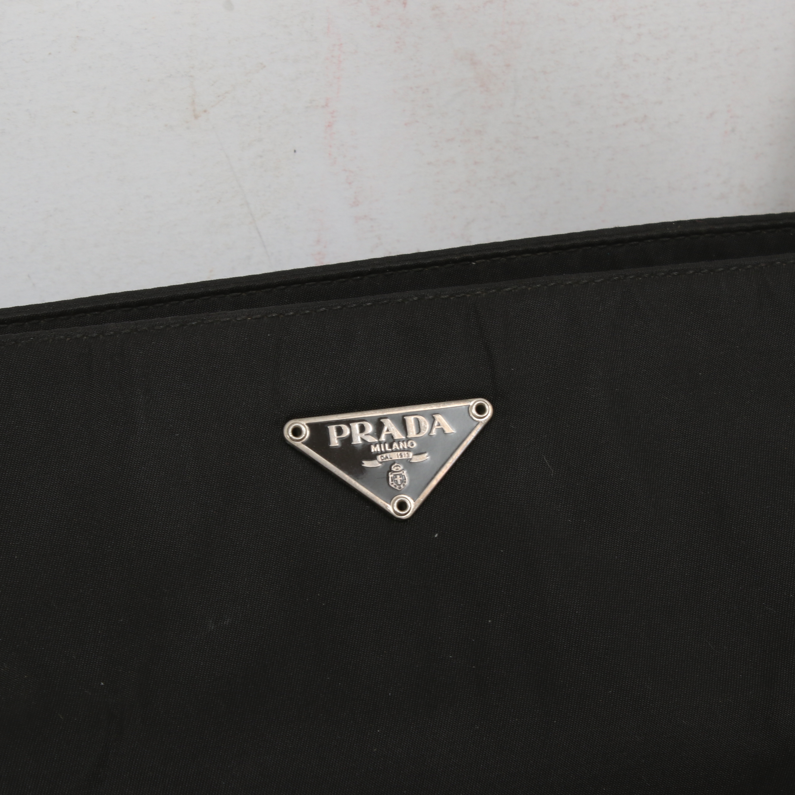 Prada Black Tessuto Nylon and Leather Shoulder Bag